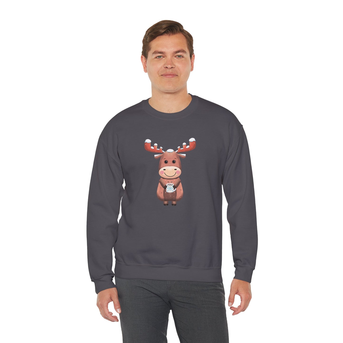 Moose Hot Chocolate Crewneck Sweatshirt by Anndria