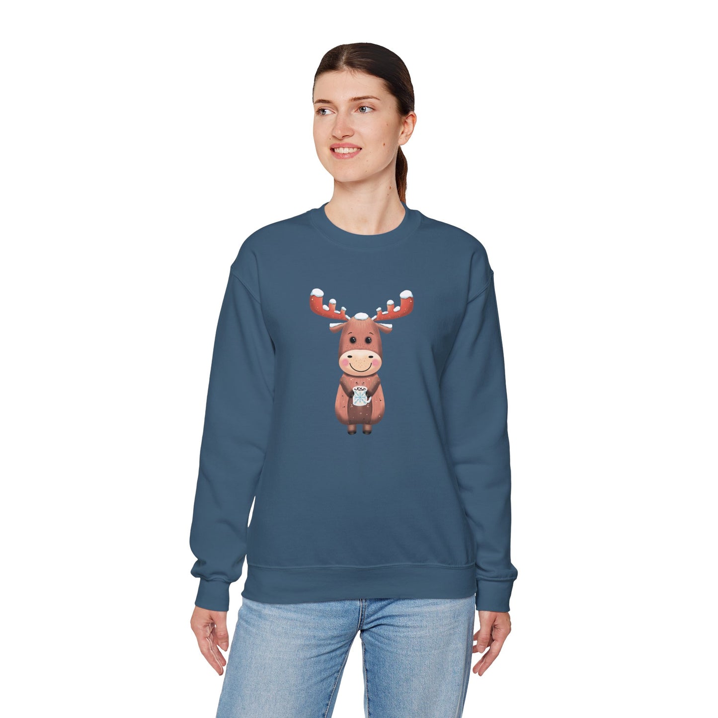Moose Hot Chocolate Crewneck Sweatshirt by Anndria
