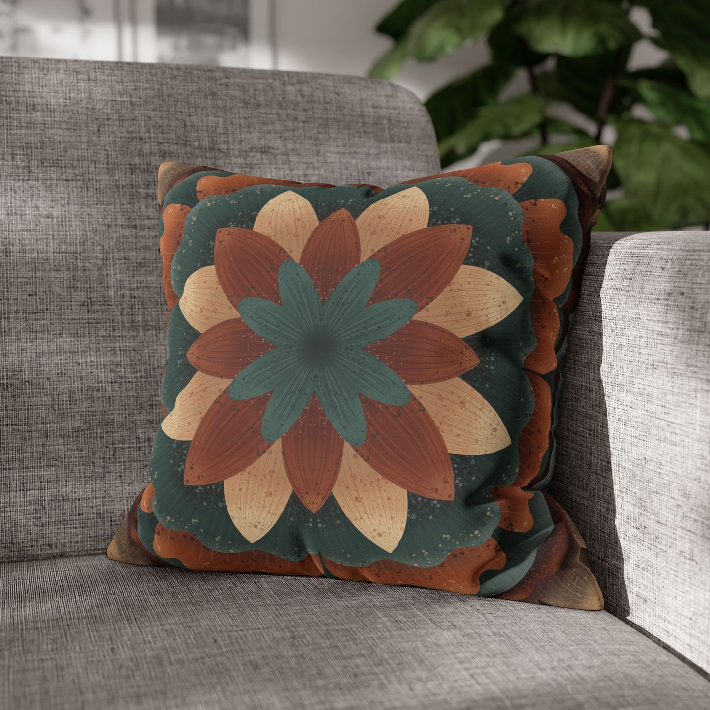 Faux Suede Pillowcase, Harvest Harmony Mandala, Square Pillow Cover, Anndria Fall Vibes, Home Decor, Boho Cushion Case
