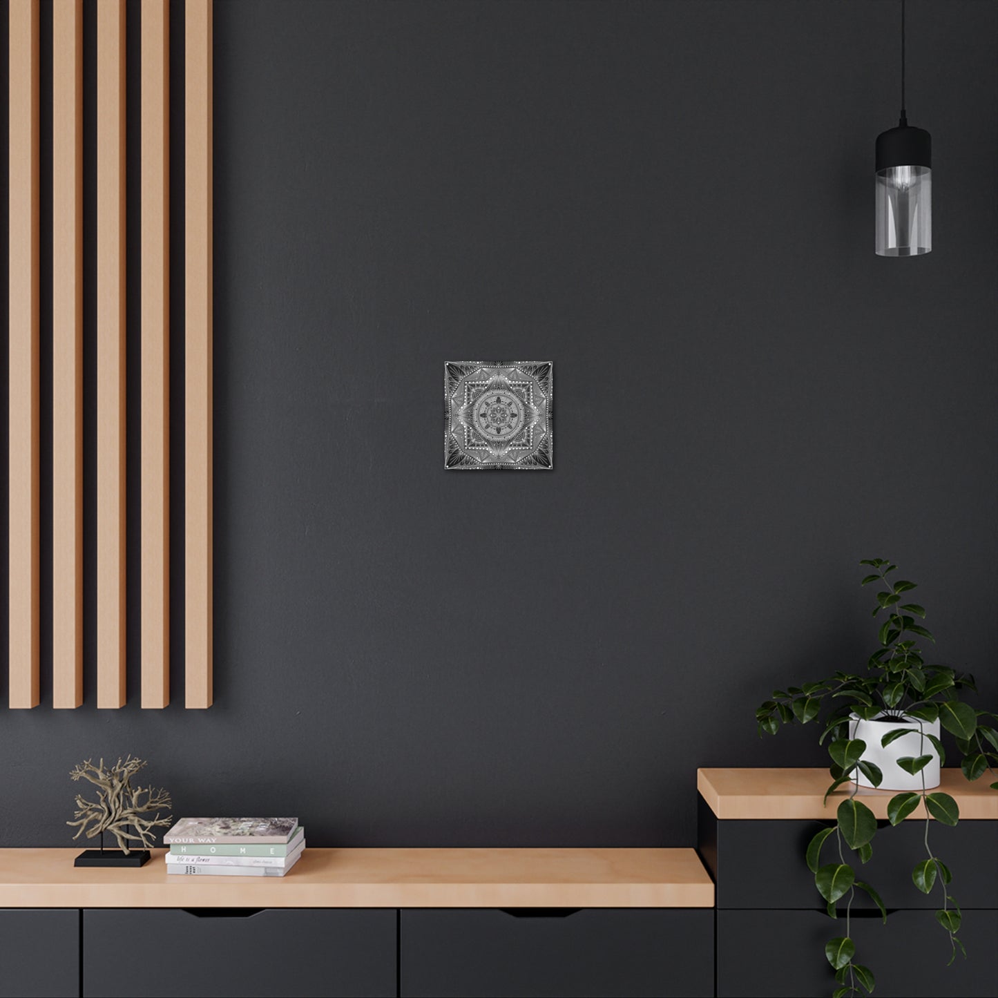 Square Canvas Print, Black and White Mandala Artwork by Anndria, Gallery Wall Decor, Minimalist Home Decoration, Zen Meditation Gift,