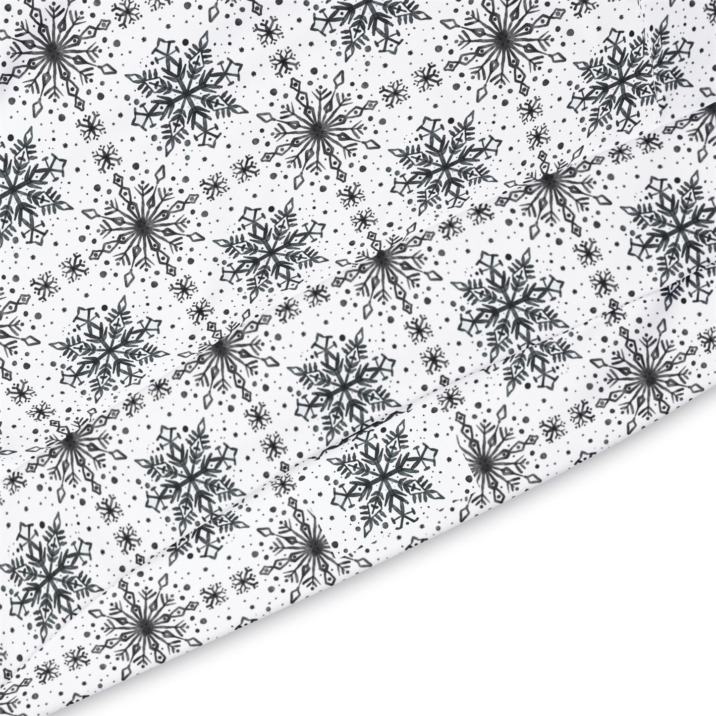 Snowflake Athletic Hoodie - Watercolor Design by Anndria - Black and White
