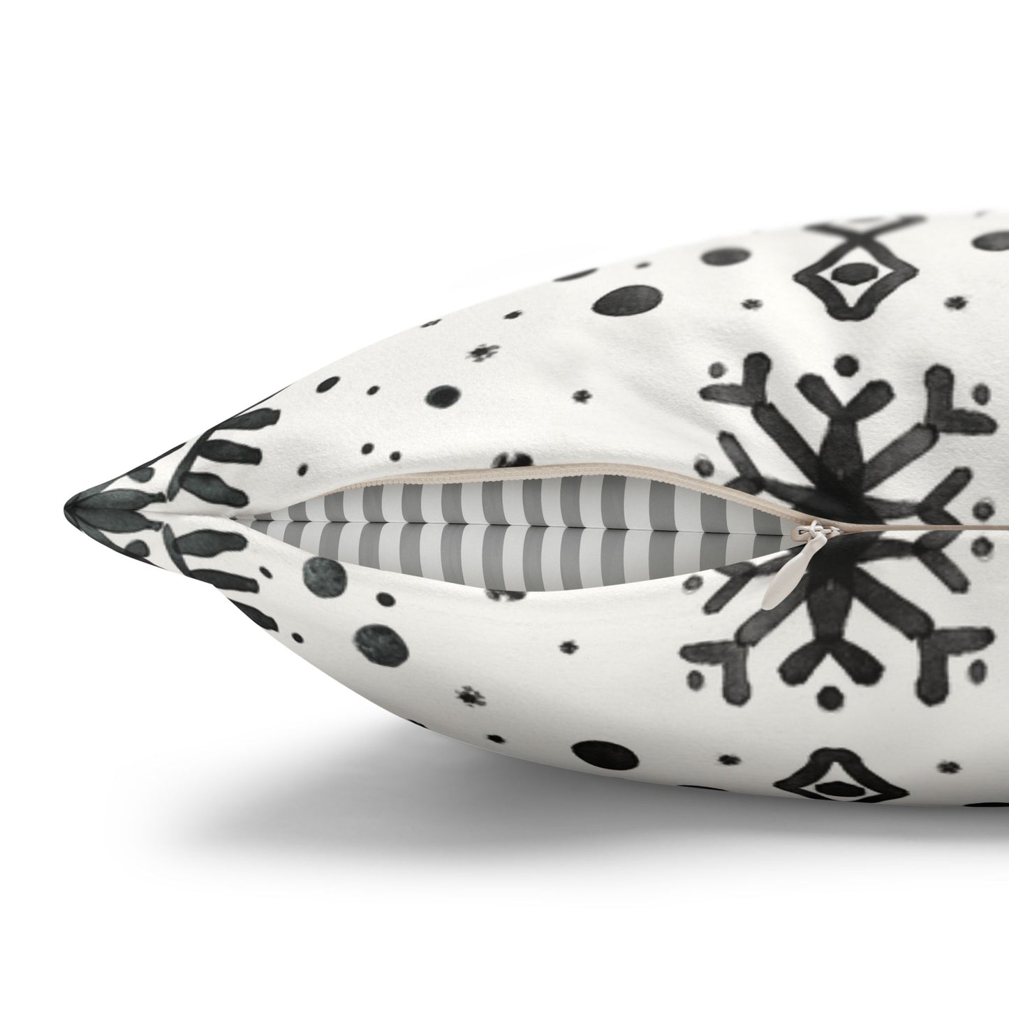 Pillowcase Watercolor Snowflake Design - Black and White