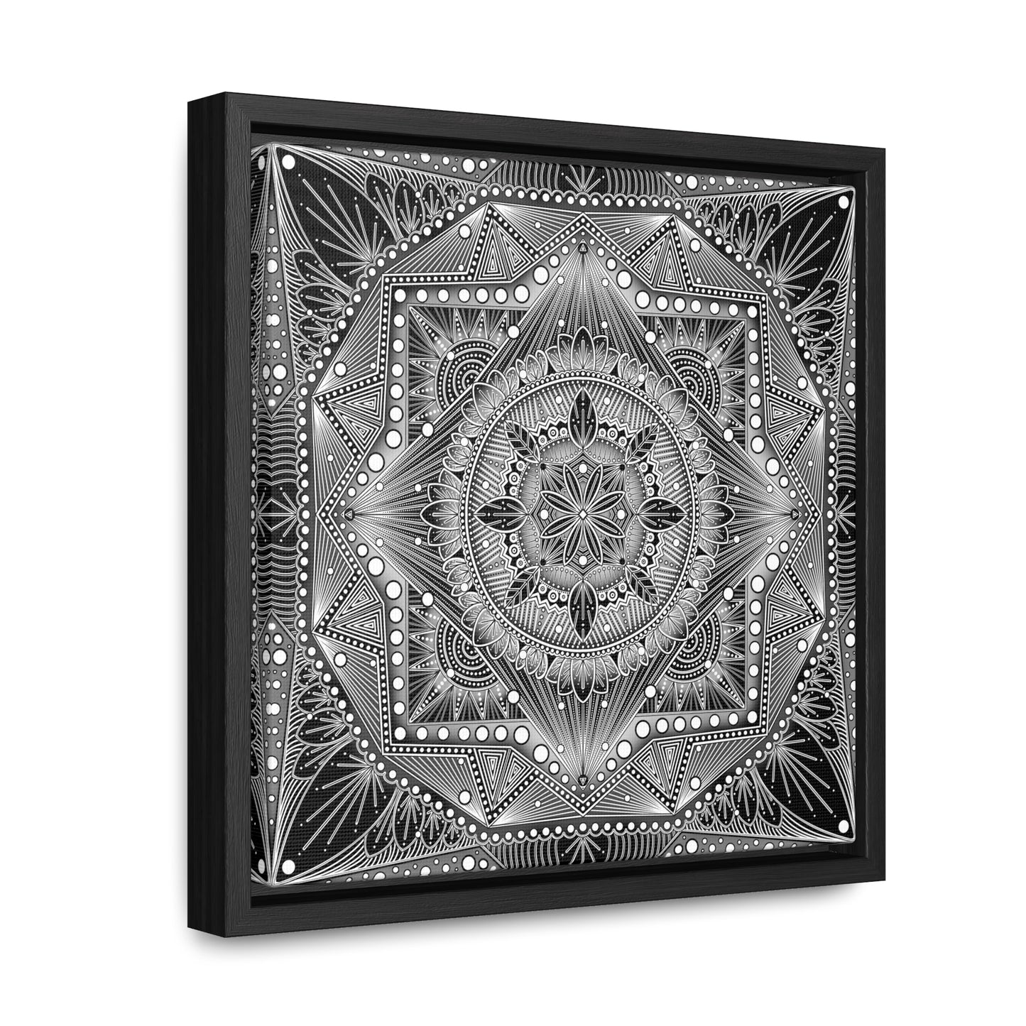Square Frame Canvas Print, Black and White Mandala Artwork by Anndria, Gallery Wall Decor, Minimalist Home Decoration, Zen Meditation Gift,