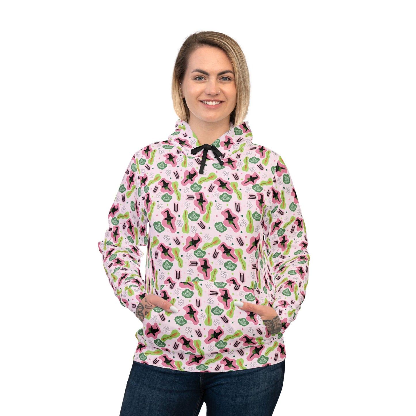 Wicked Athletic Hoodie with Anndria's Themed Pattern - Pink