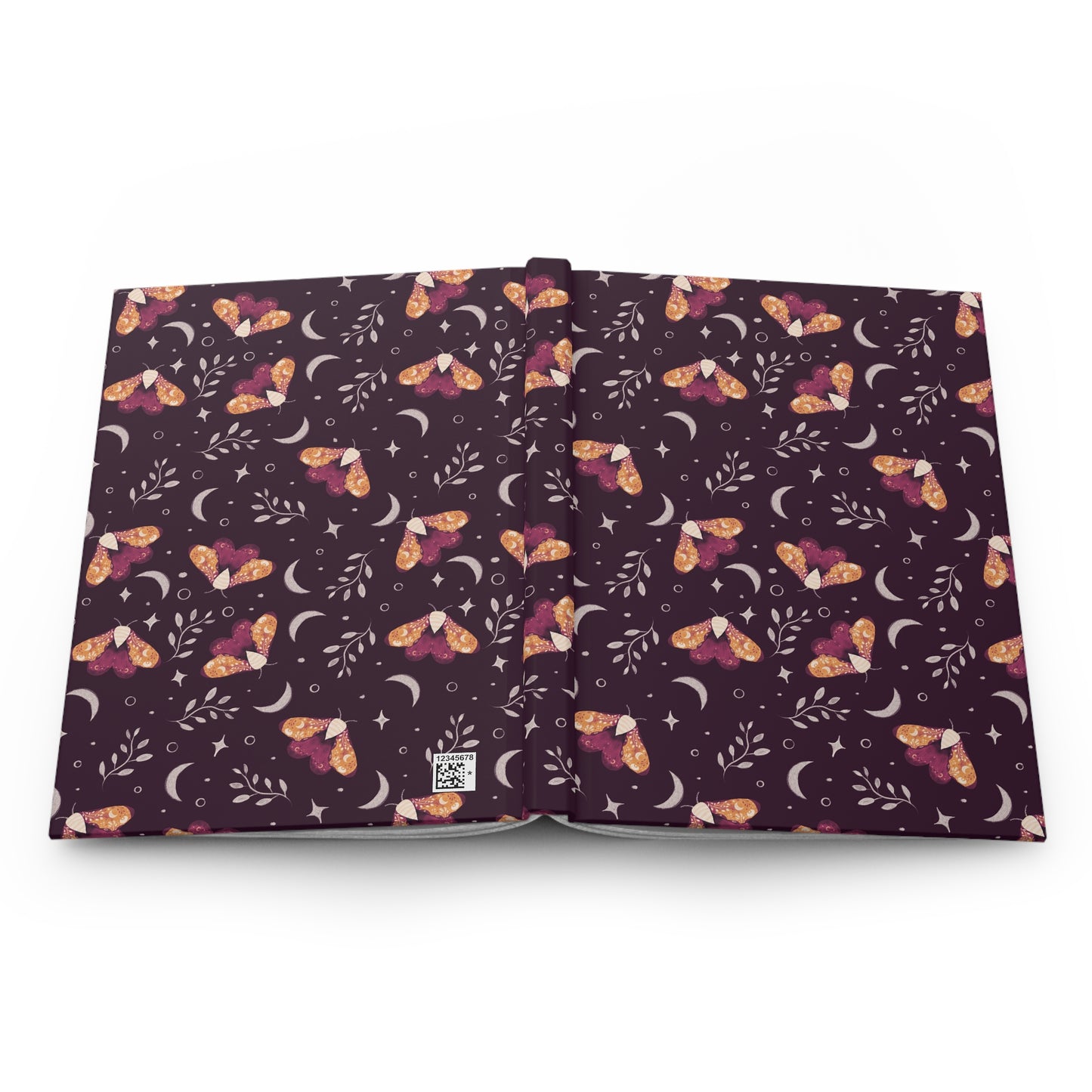 Hardcover Journal Witchy Moth Orange Design by Anndria