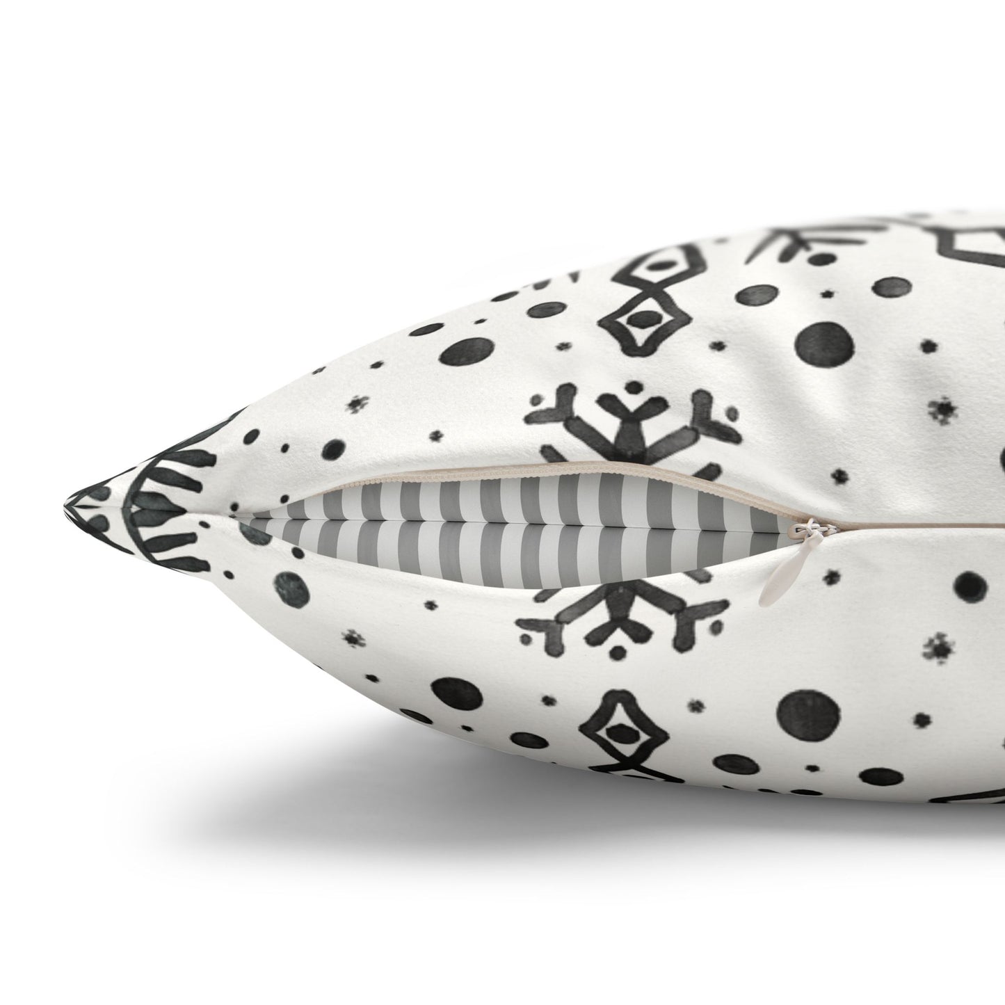 Pillowcase Watercolor Snowflake Design - Black and White