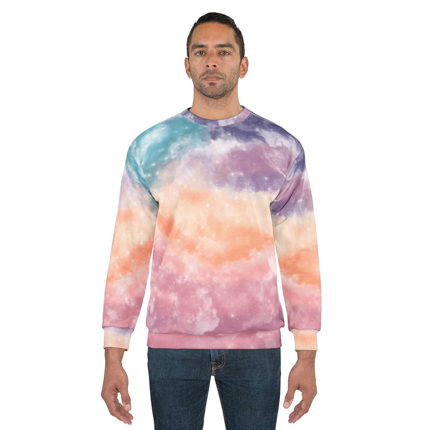 Cosmic Whispers Crewneck Sweatshirt | All-Over Print Sweatshirt by Anndria | Unique Cosmic Art Apparel