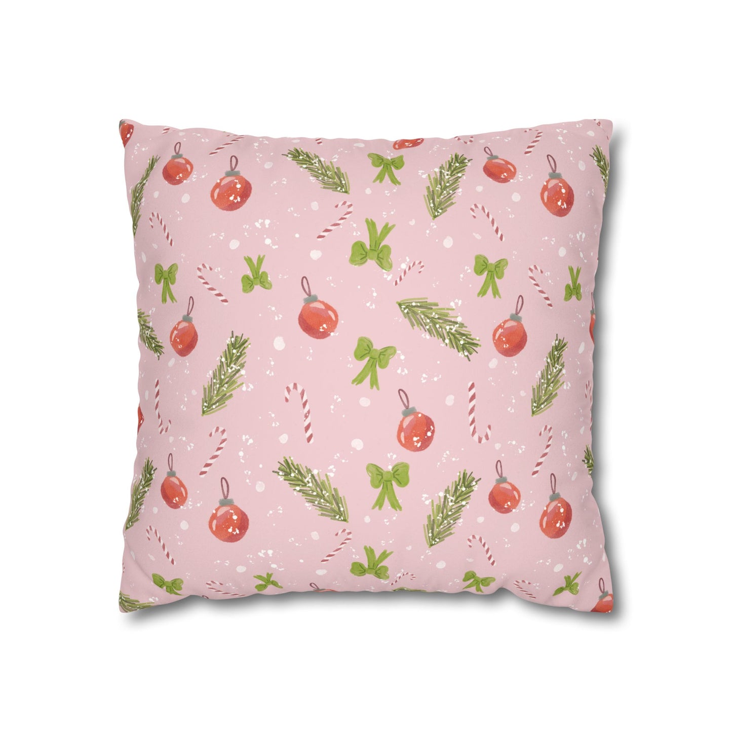 Pillowcase Watercolor Christmas Trim Pattern - Pink
