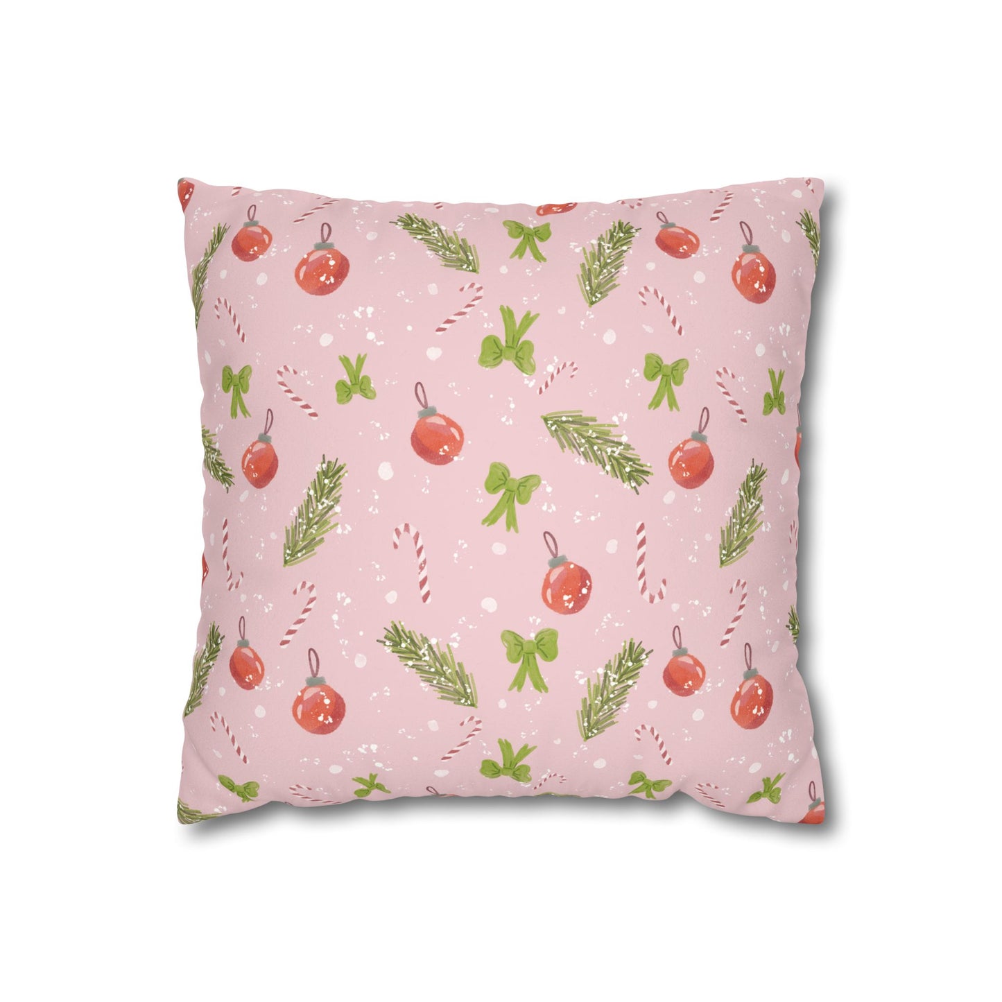 Pillowcase Watercolor Christmas Trim Pattern - Pink