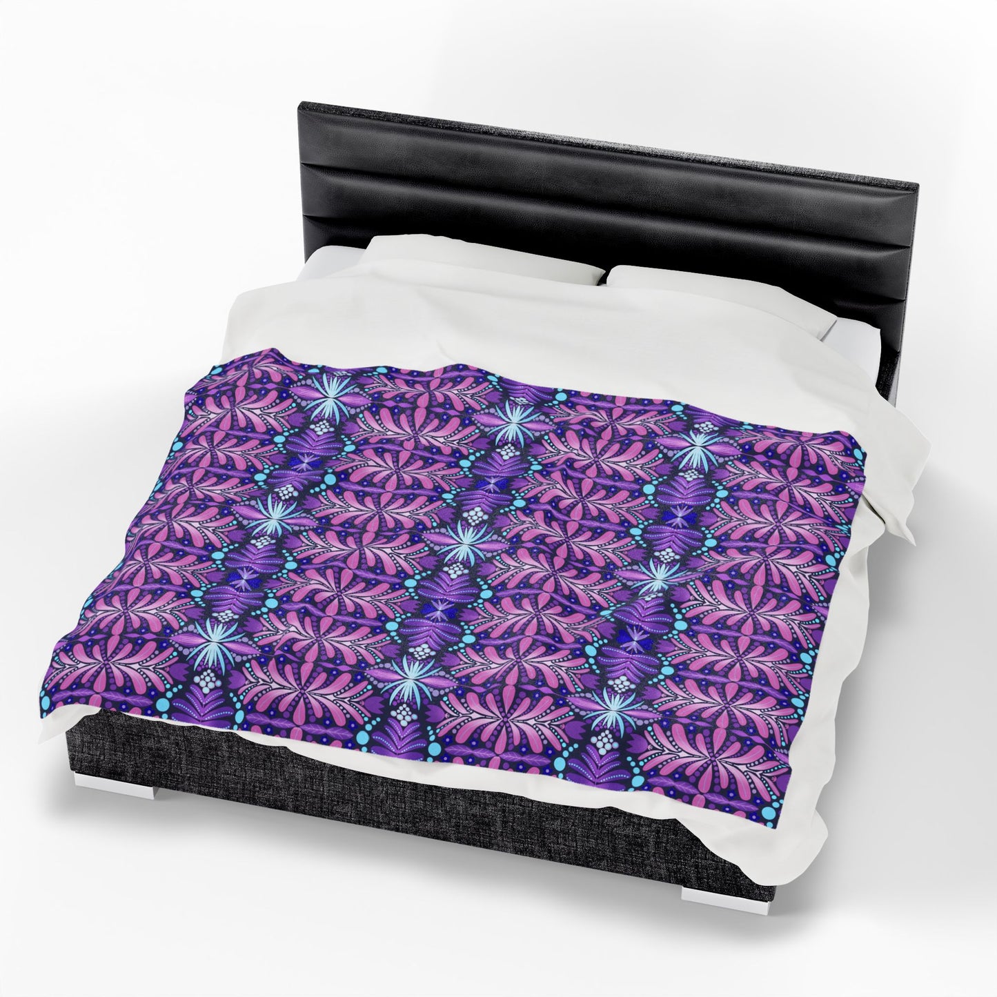 Vibrant Floral Velveteen Plush Blanket – Cozy Home Decor