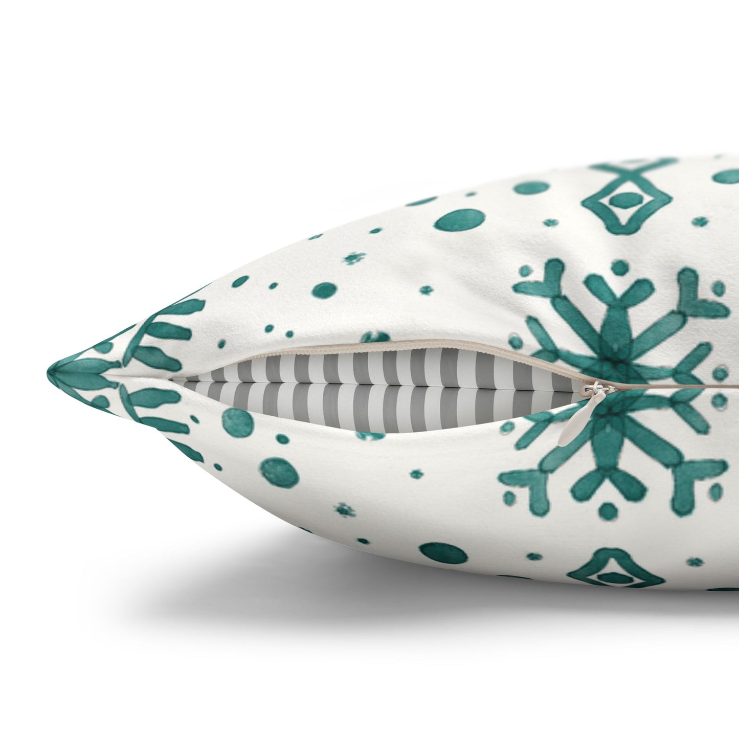 Pillowcase Watercolor Snowflake Design - Teal and White
