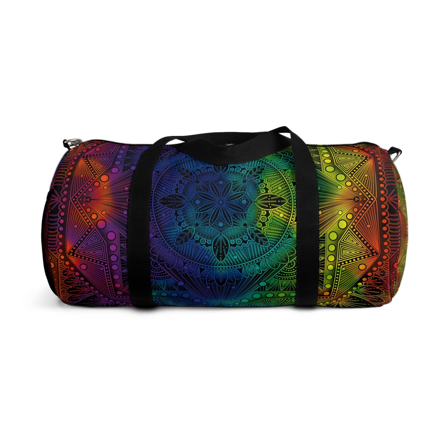 Rainbow Mandala Duffel Bag, Holographic Hiking Gym Weekend Travel Accessories, Custom Anndria Design, Unique Yoga Fitness Tote, Boho