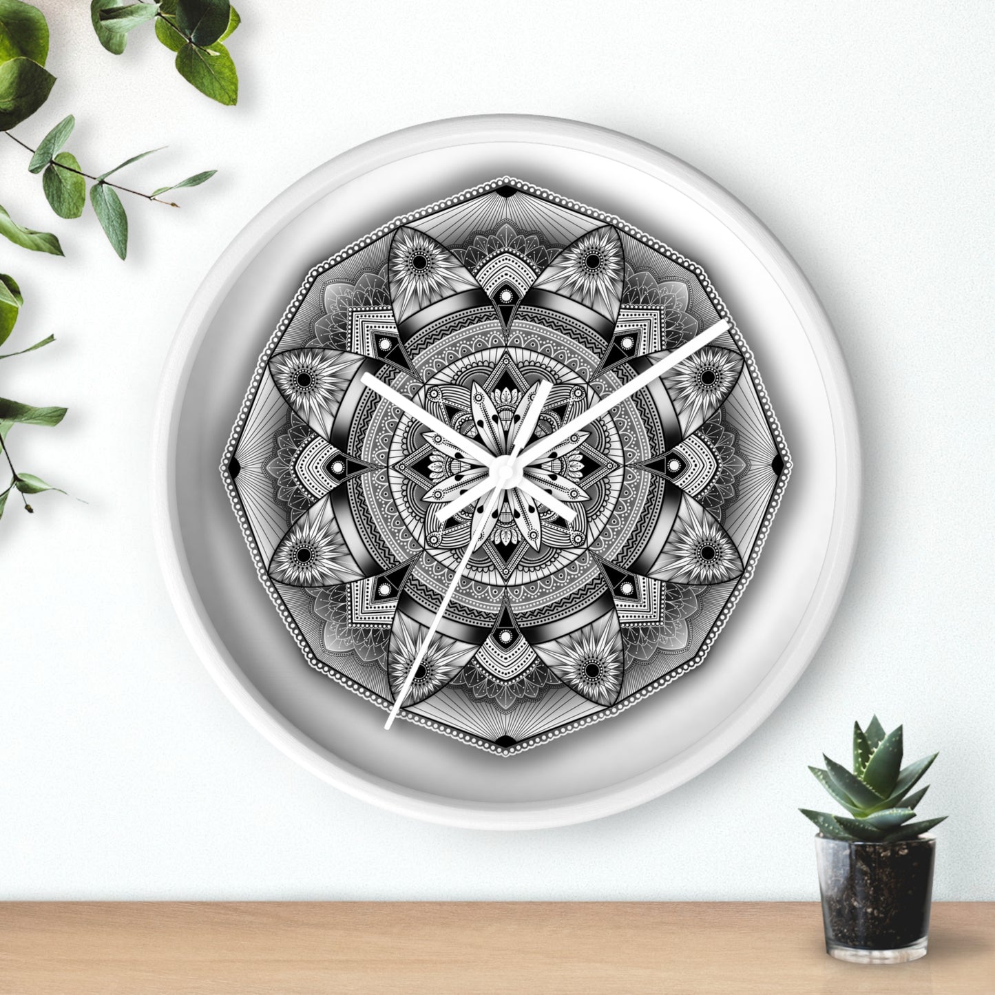 Mandala Wall Clock, Black and White Boho Home Decor, Unique Mandala Artwork, Modern Wall Clock, Mandala Design Decor, Mandala Clock