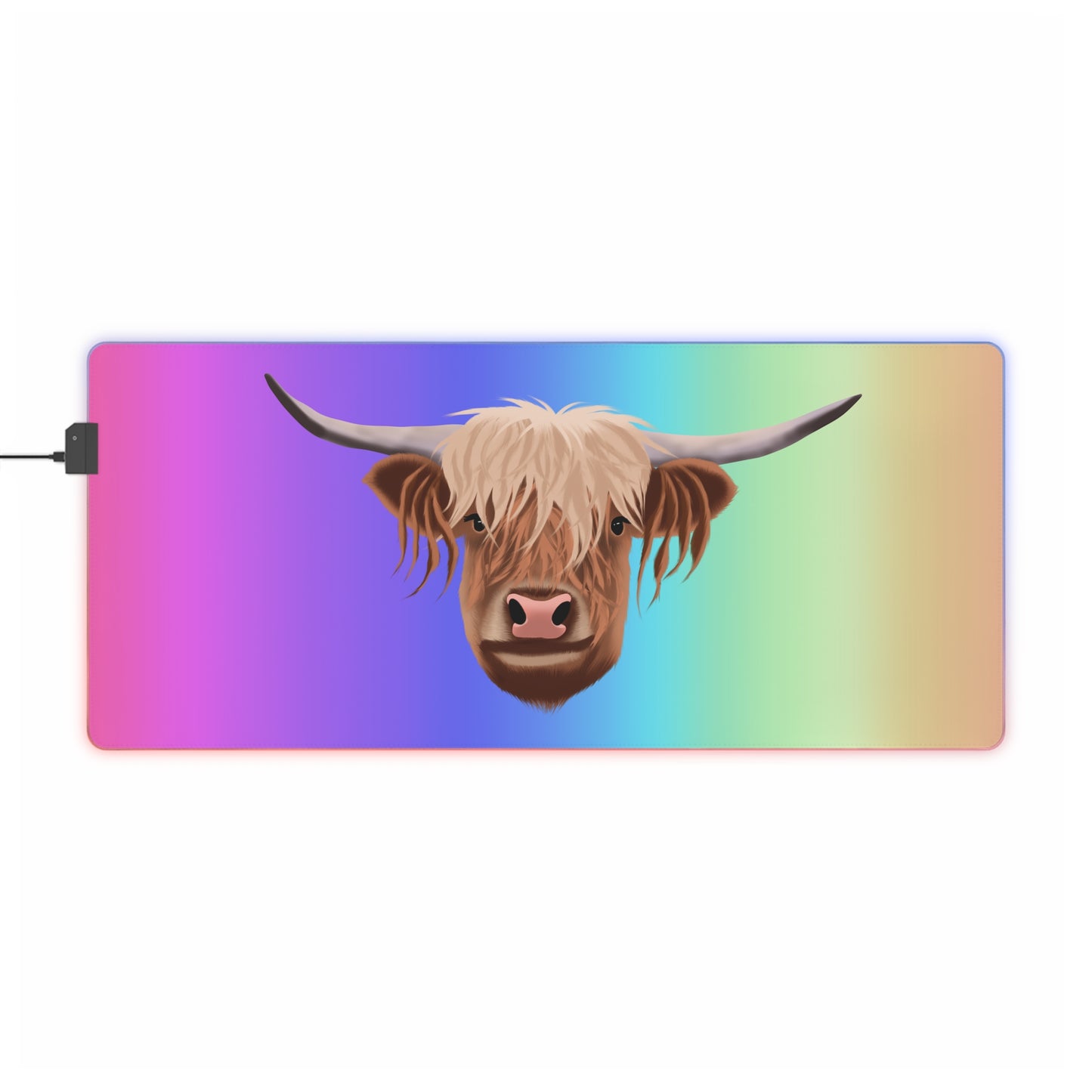 Colorful Highland Cow LED Gaming Mouse Pad - Vibrant Desk Accessory for Gamers