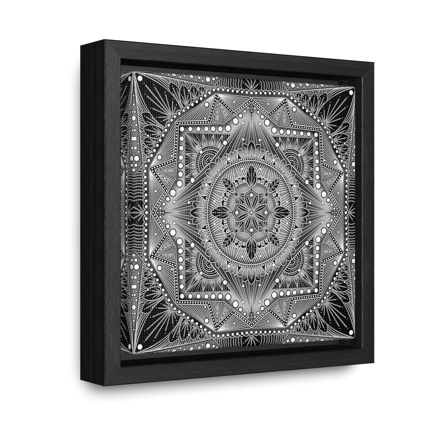 Square Frame Canvas Print, Black and White Mandala Artwork by Anndria, Gallery Wall Decor, Minimalist Home Decoration, Zen Meditation Gift,