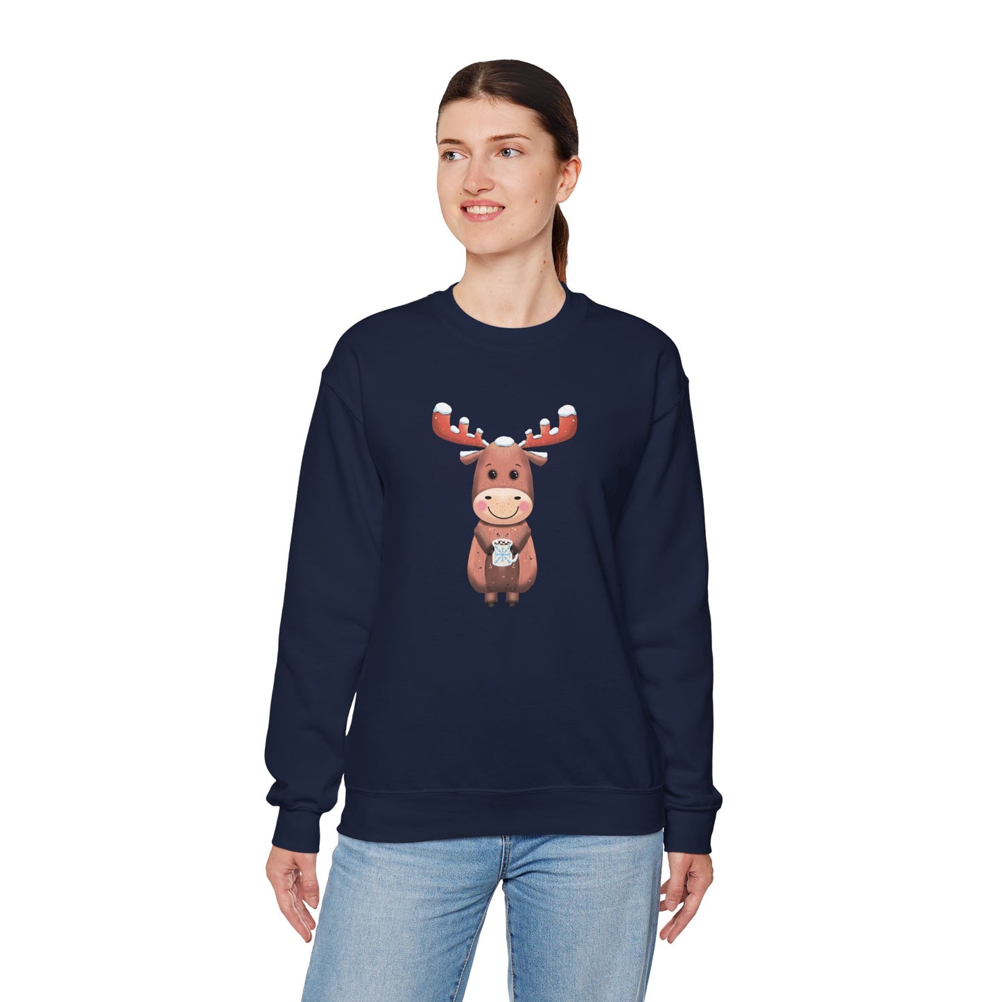 Moose Hot Chocolate Crewneck Sweatshirt by Anndria