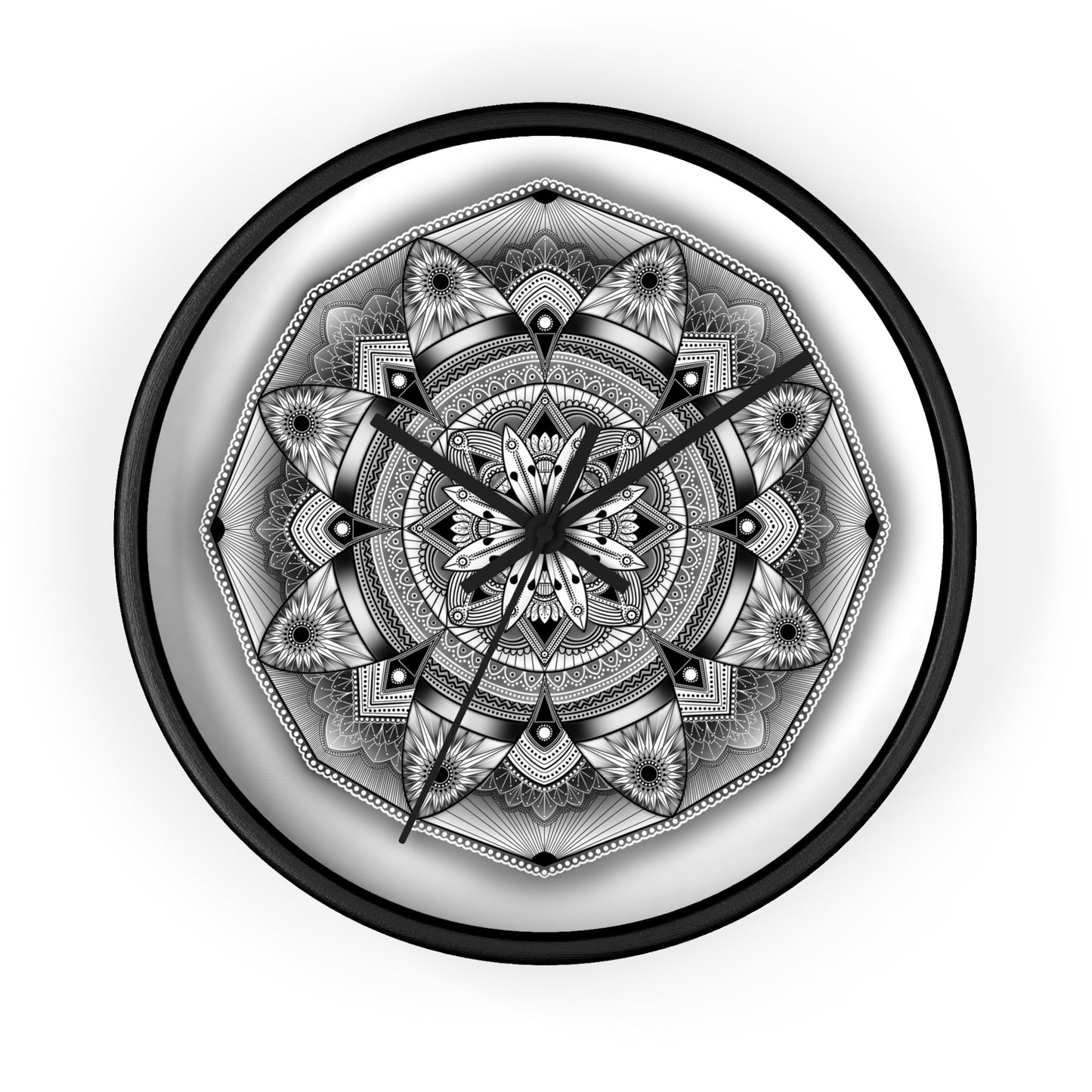 Mandala Wall Clock, Black and White Boho Home Decor, Unique Mandala Artwork, Modern Wall Clock, Mandala Design Decor, Mandala Clock