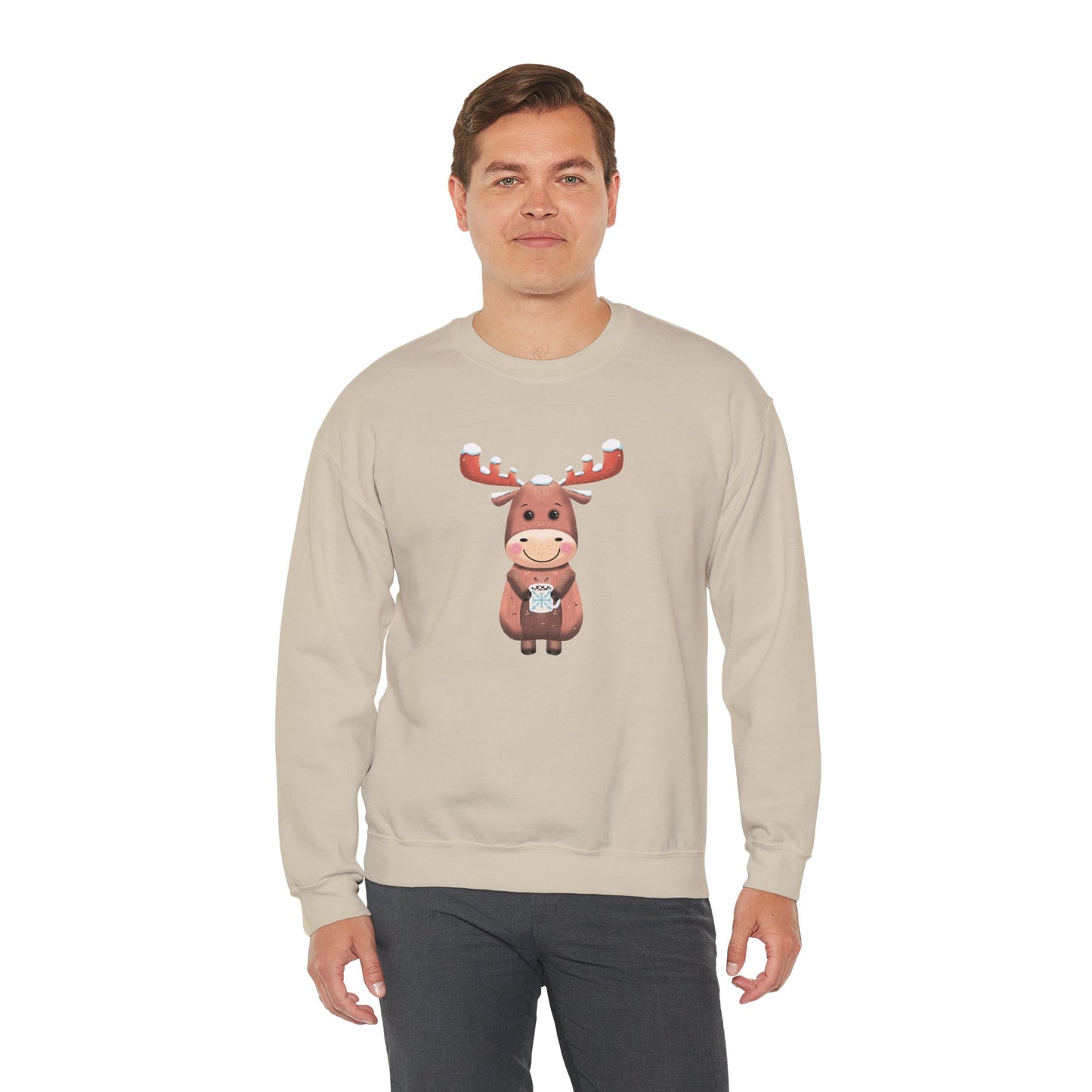 Moose Hot Chocolate Crewneck Sweatshirt by Anndria