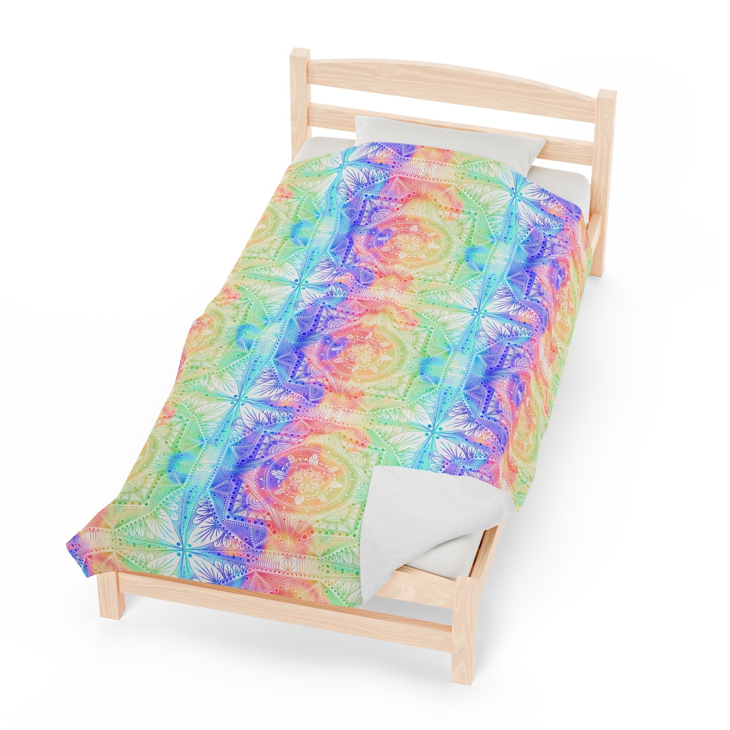 Velveteen Plush Blanket - Celestial Kaleidoscope Mandala Style Artwork by Anndria