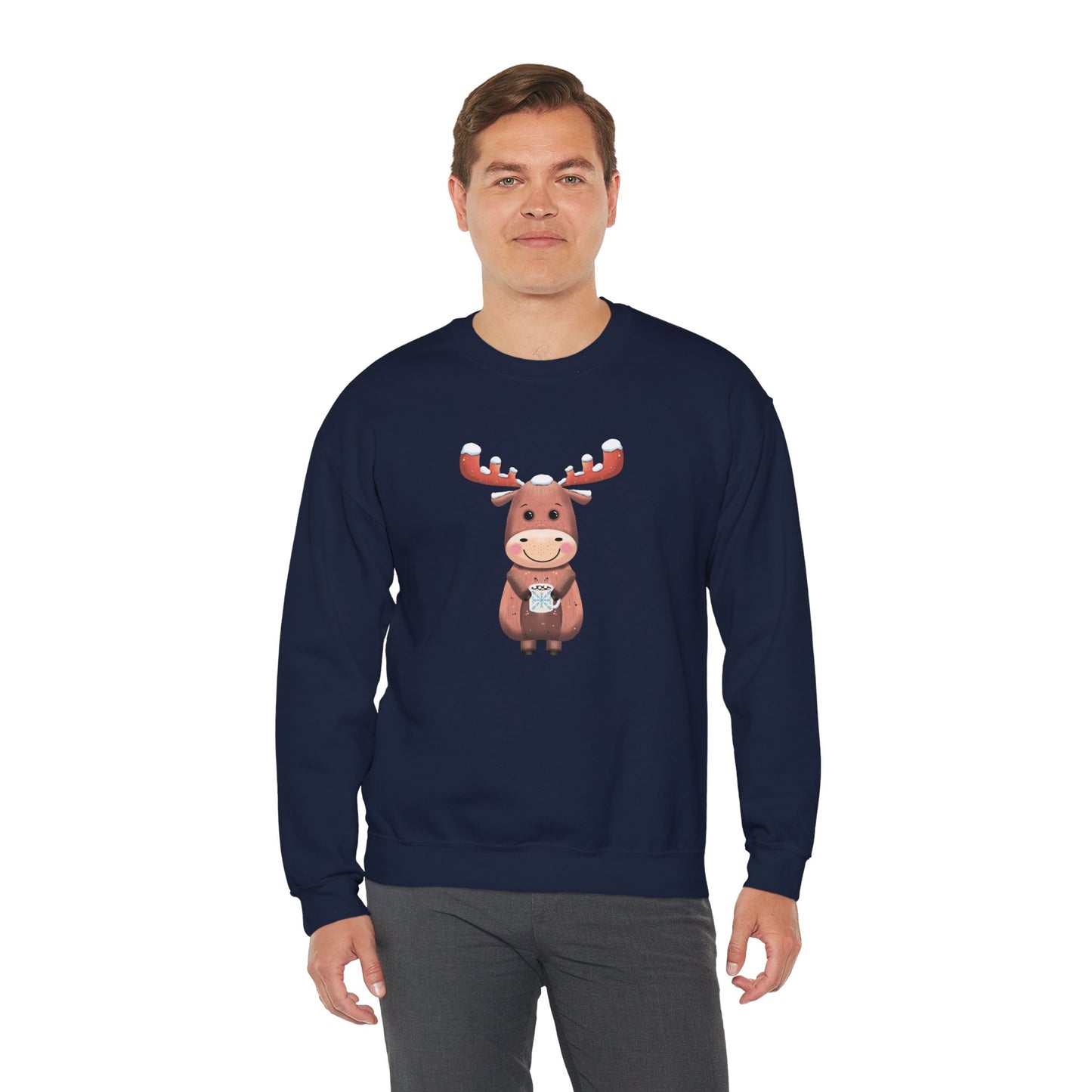 Moose Hot Chocolate Crewneck Sweatshirt by Anndria