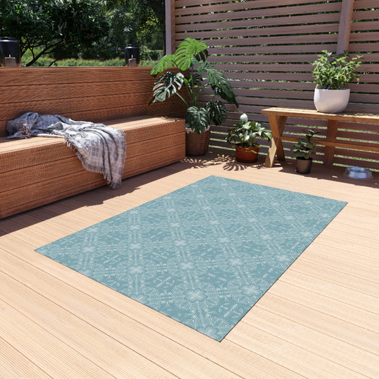 Elegant Outdoor Rug - Floral Pattern for Patio & Garden Decor