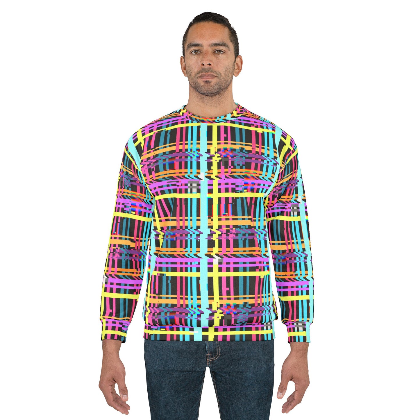 Vibrant Geometric Unisex Sweatshirt - Colorful Patterned Pullover for Casual Style