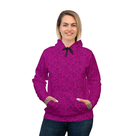 Pink Hearts Athletic Hoodie - Designed by Anndria