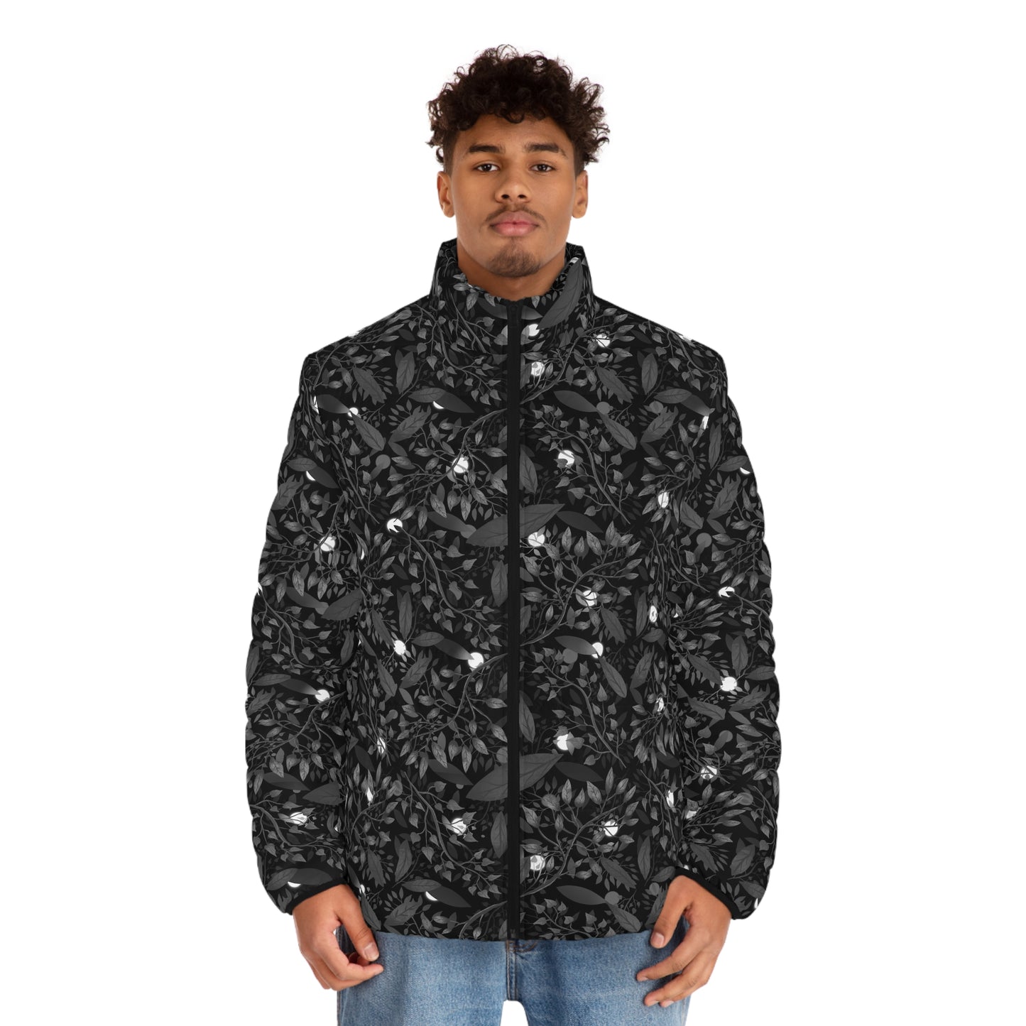 Nature-Inspired Men's Puffer Jacket - Stylish Outerwear for Outdoor Adventures