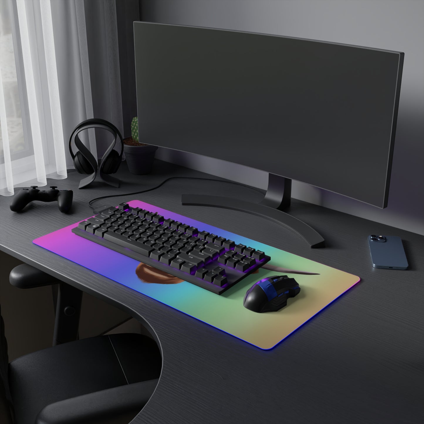 Colorful Highland Cow LED Gaming Mouse Pad - Vibrant Desk Accessory for Gamers