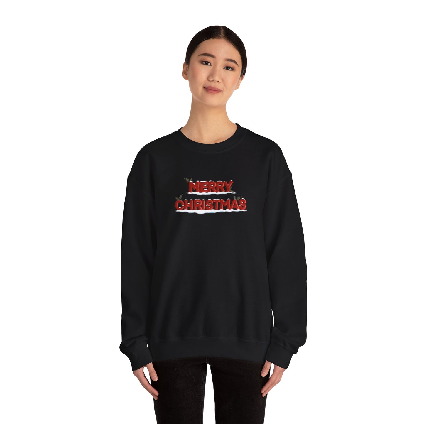 Merry Christmas with Snow and Holly - Unisex Sweatshirt
