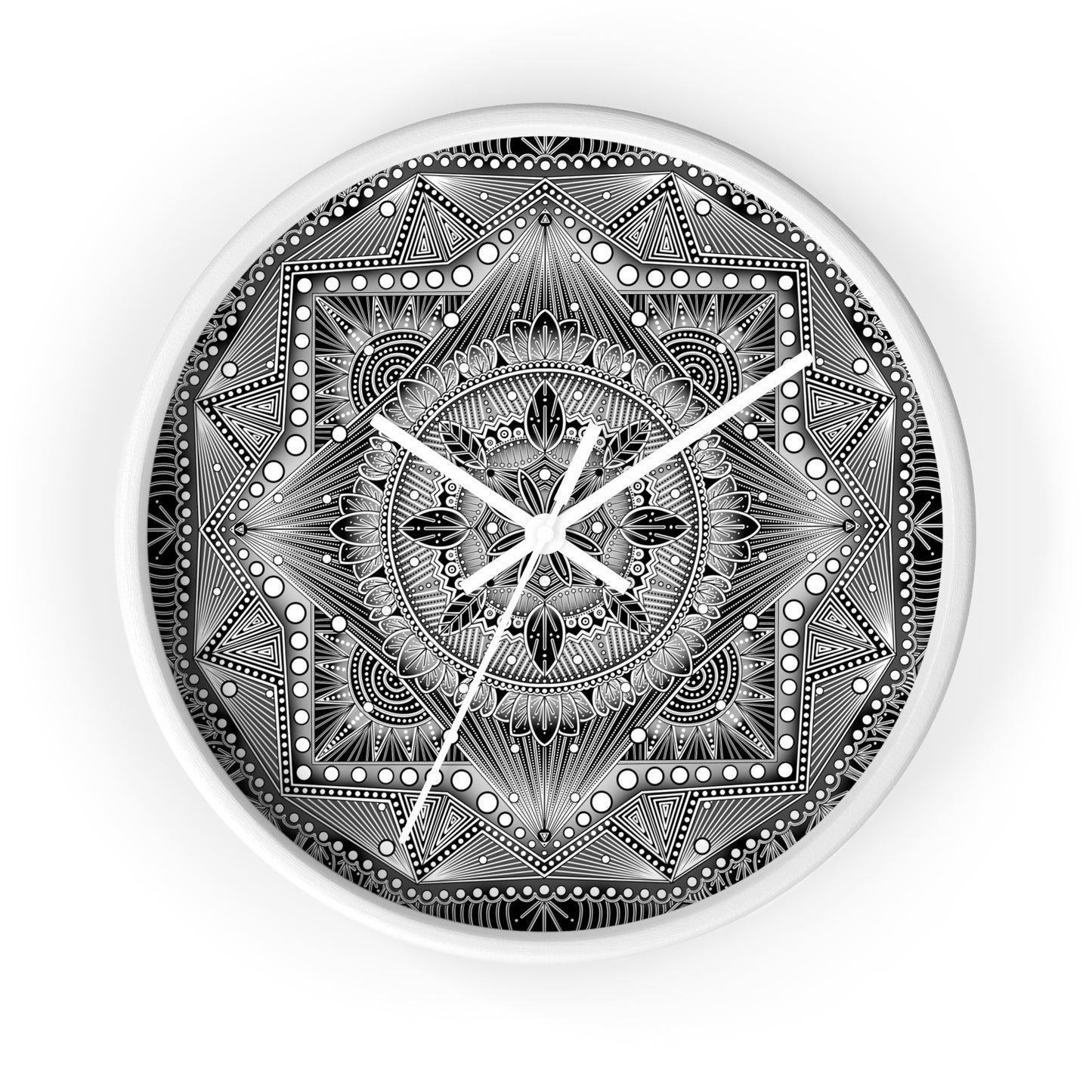 Mandala Wall Clock, Black and White Boho Home Decor, Unique Mandala Artwork, Modern Wall Clock, Mandala Design Decor, Mandala Clock