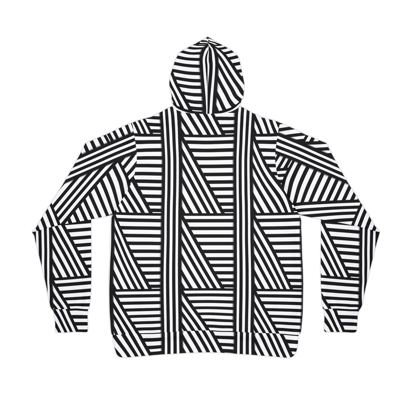 Stylish Striped Athletic Hoodie - Modern Black & White Design for Active Lifestyles