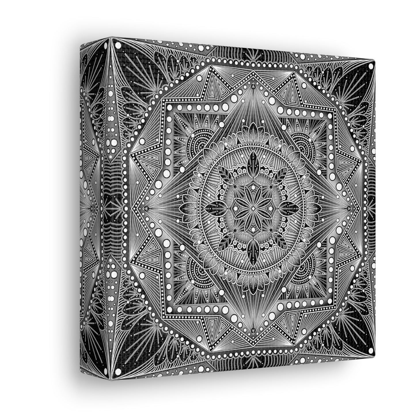 Square Canvas Print, Black and White Mandala Artwork by Anndria, Gallery Wall Decor, Minimalist Home Decoration, Zen Meditation Gift,