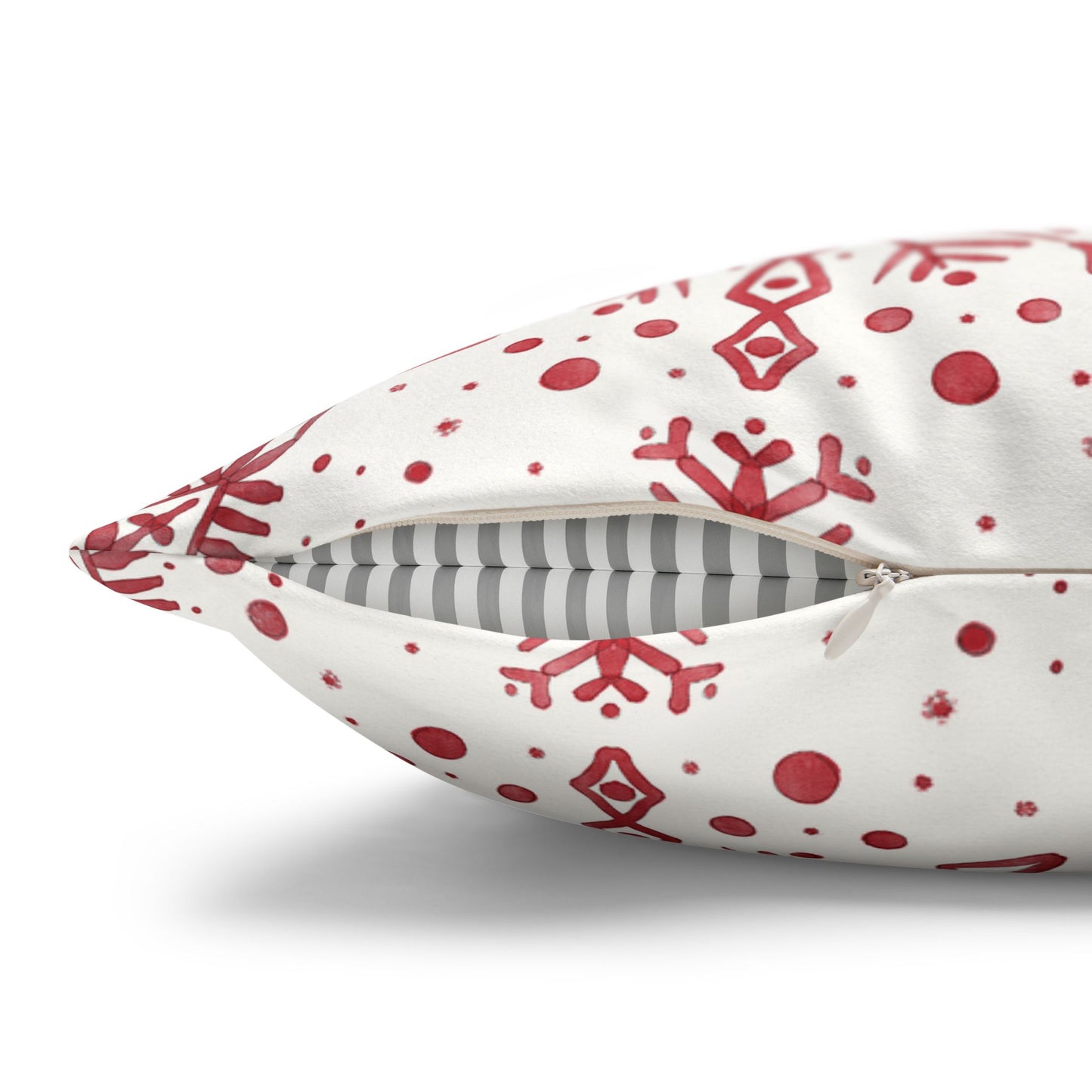 Pillowcase Watercolor Snowflake Design - Red and White