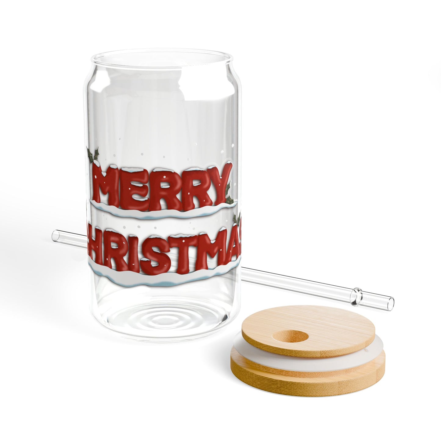 Sipper Glass, 16oz Merry Christmas Design by Anndria