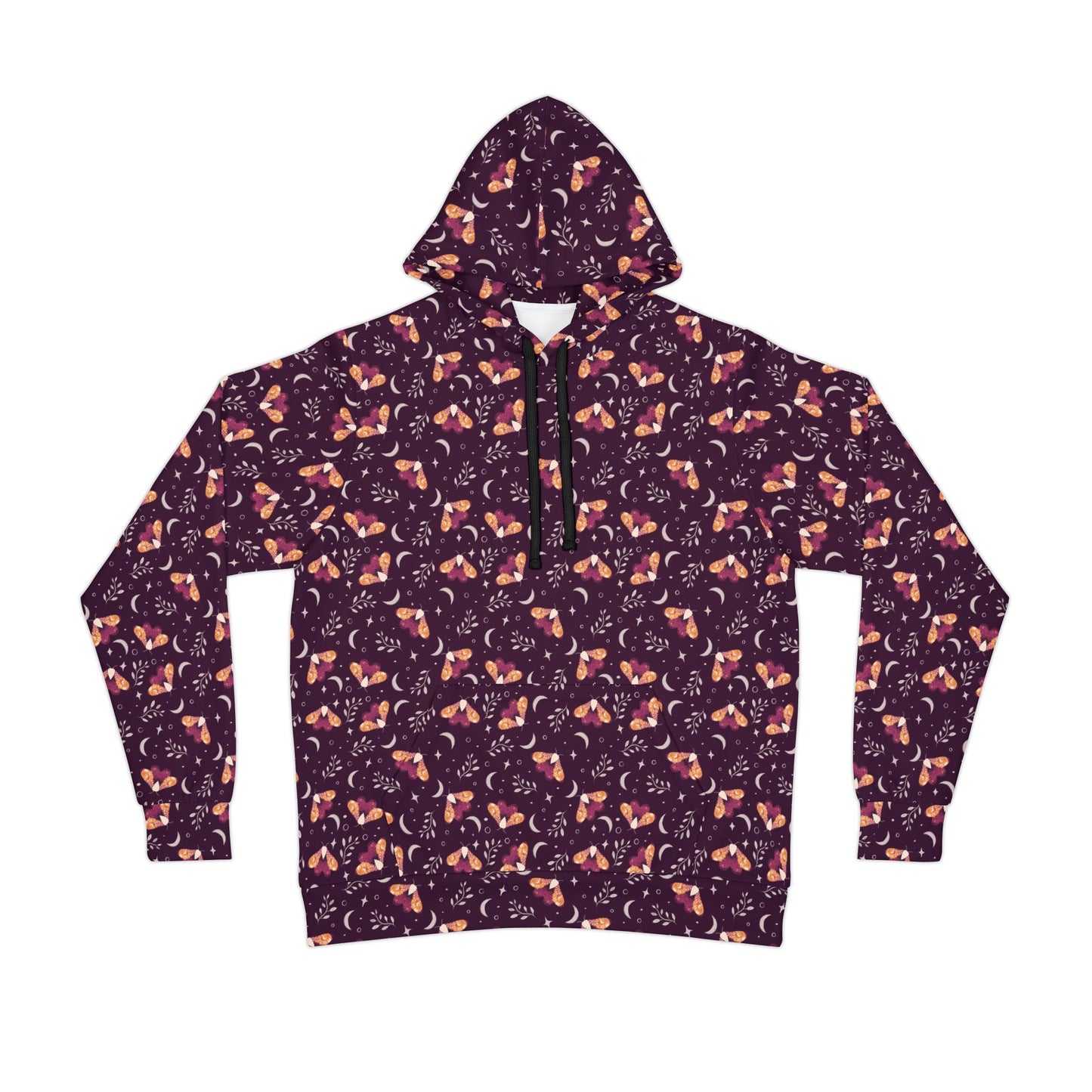 Witchy Moth Orange Athletic Hoodie by Anndria