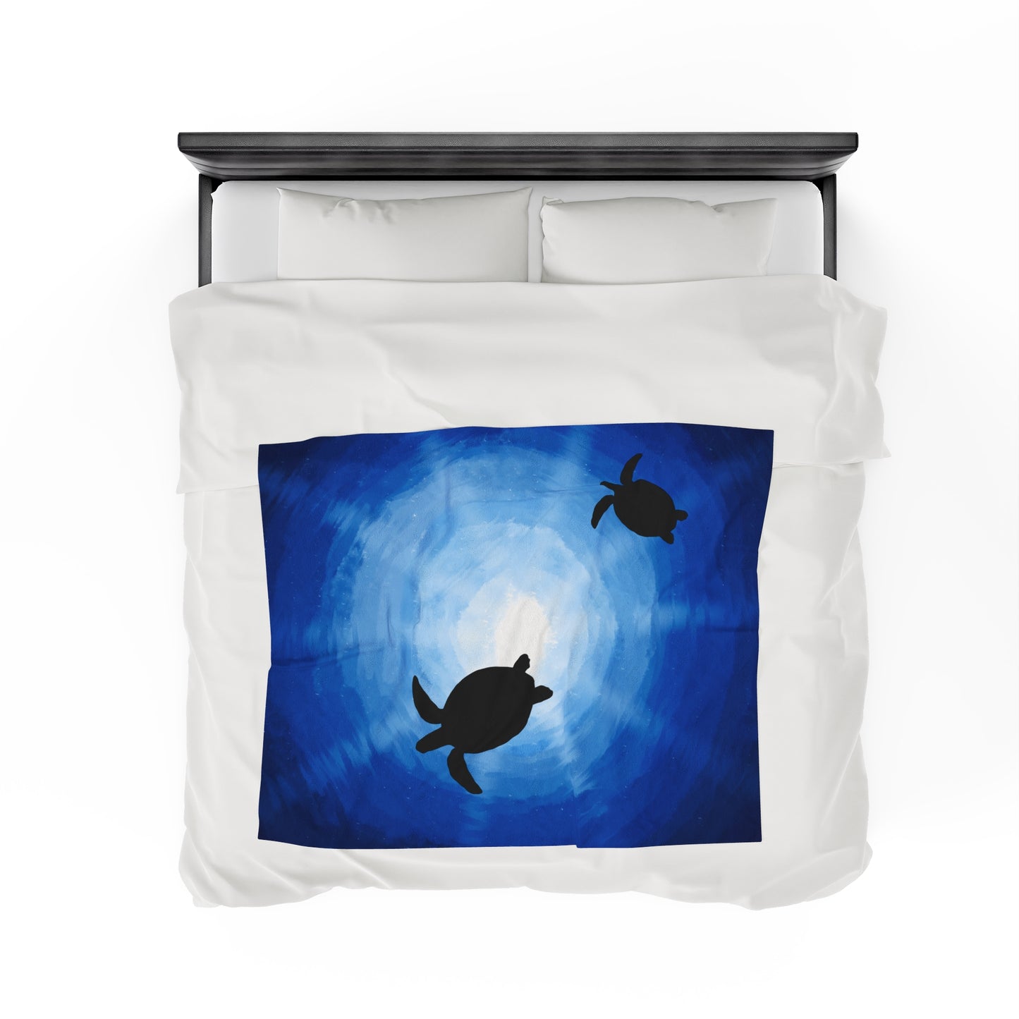 Plush Blanket - Sea Turtles Swimming Through Sun Rays Drawn by Anndria