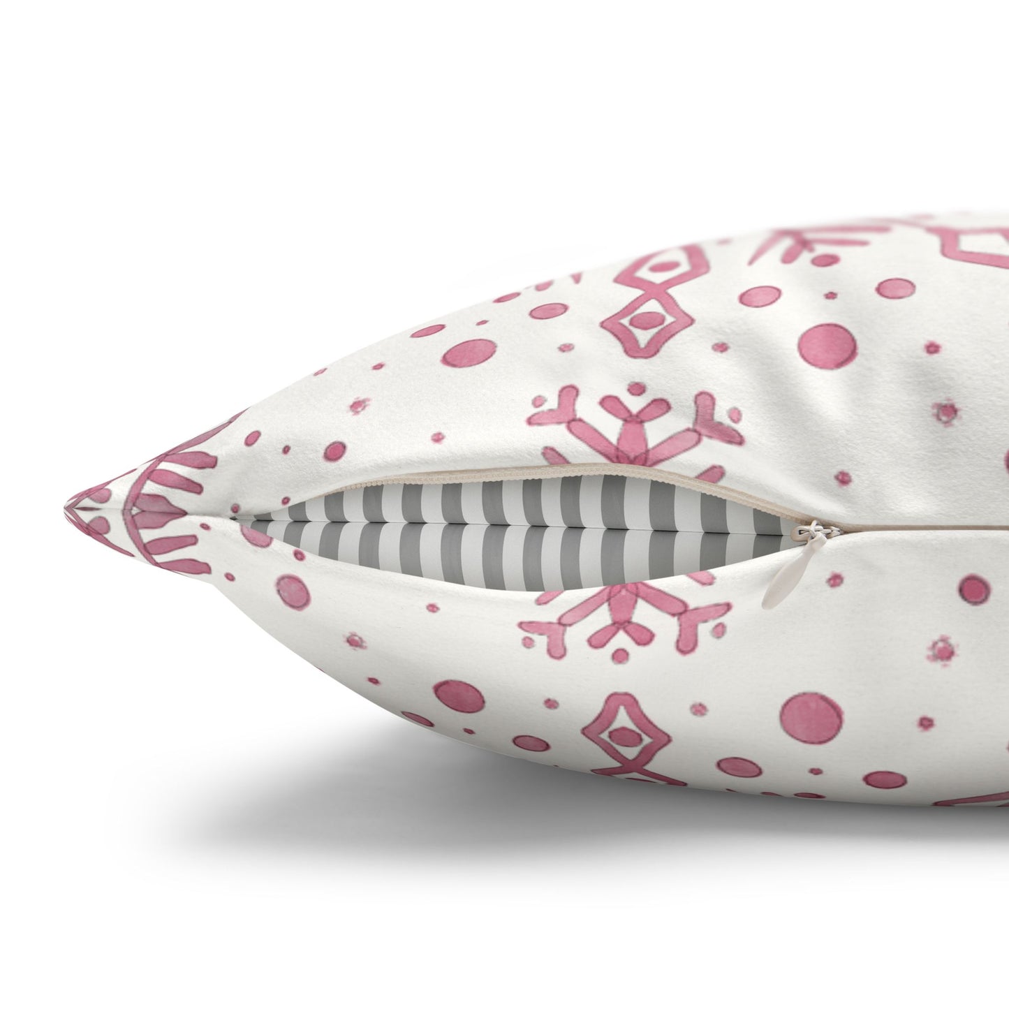 Pillowcase Watercolor Snowflake Design - Pink and White