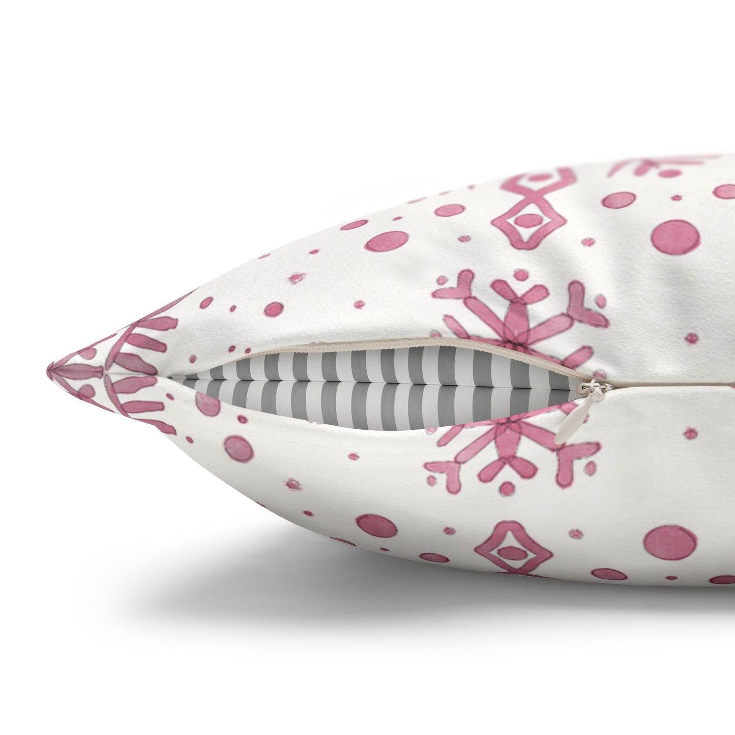 Pillowcase Watercolor Snowflake Design - Pink and White