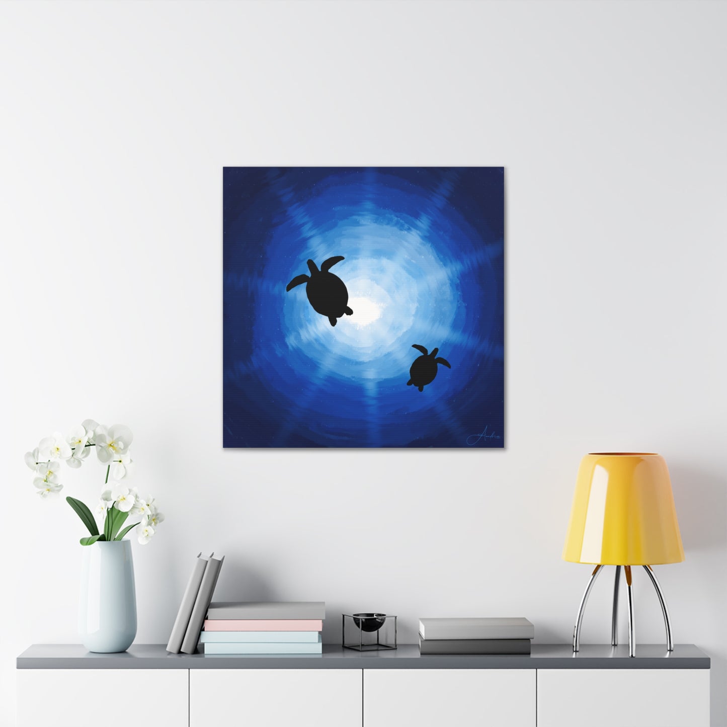 Ocean Turtle Canvas Gallery Wrap - Ocean Art for Beach Lovers by Anndria