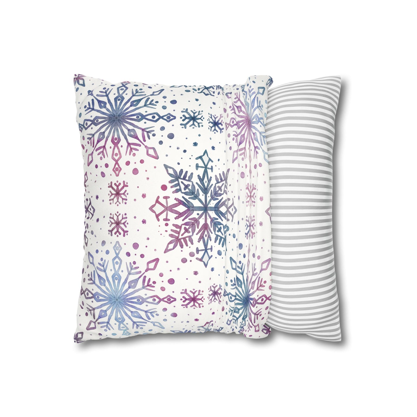 Pillowcase Watercolor Snowflake Design - Blue, Pink and Purple