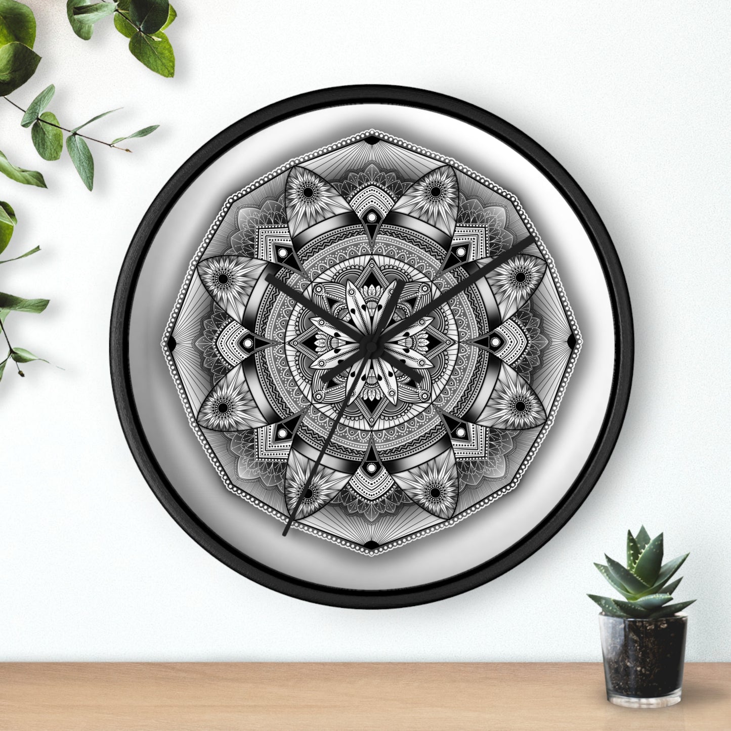 Mandala Wall Clock, Black and White Boho Home Decor, Unique Mandala Artwork, Modern Wall Clock, Mandala Design Decor, Mandala Clock