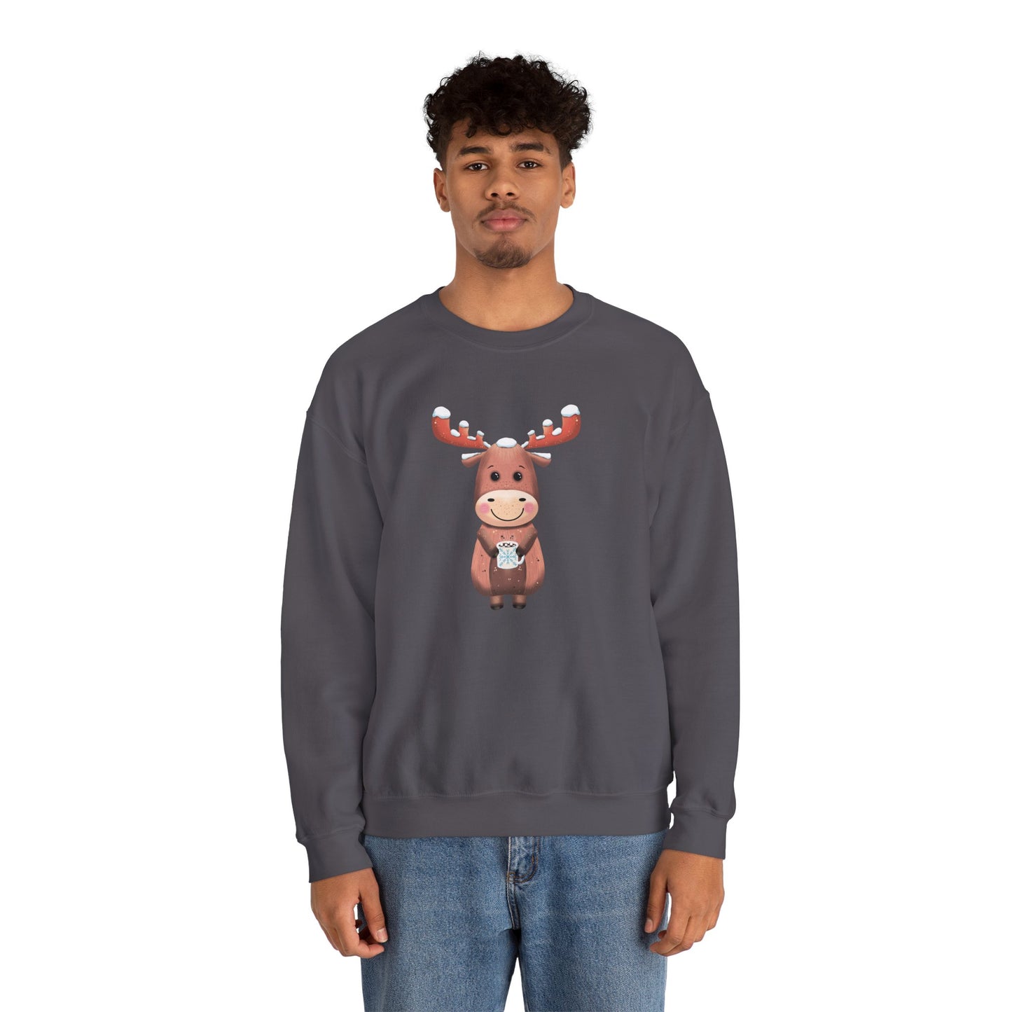 Moose Hot Chocolate Crewneck Sweatshirt by Anndria