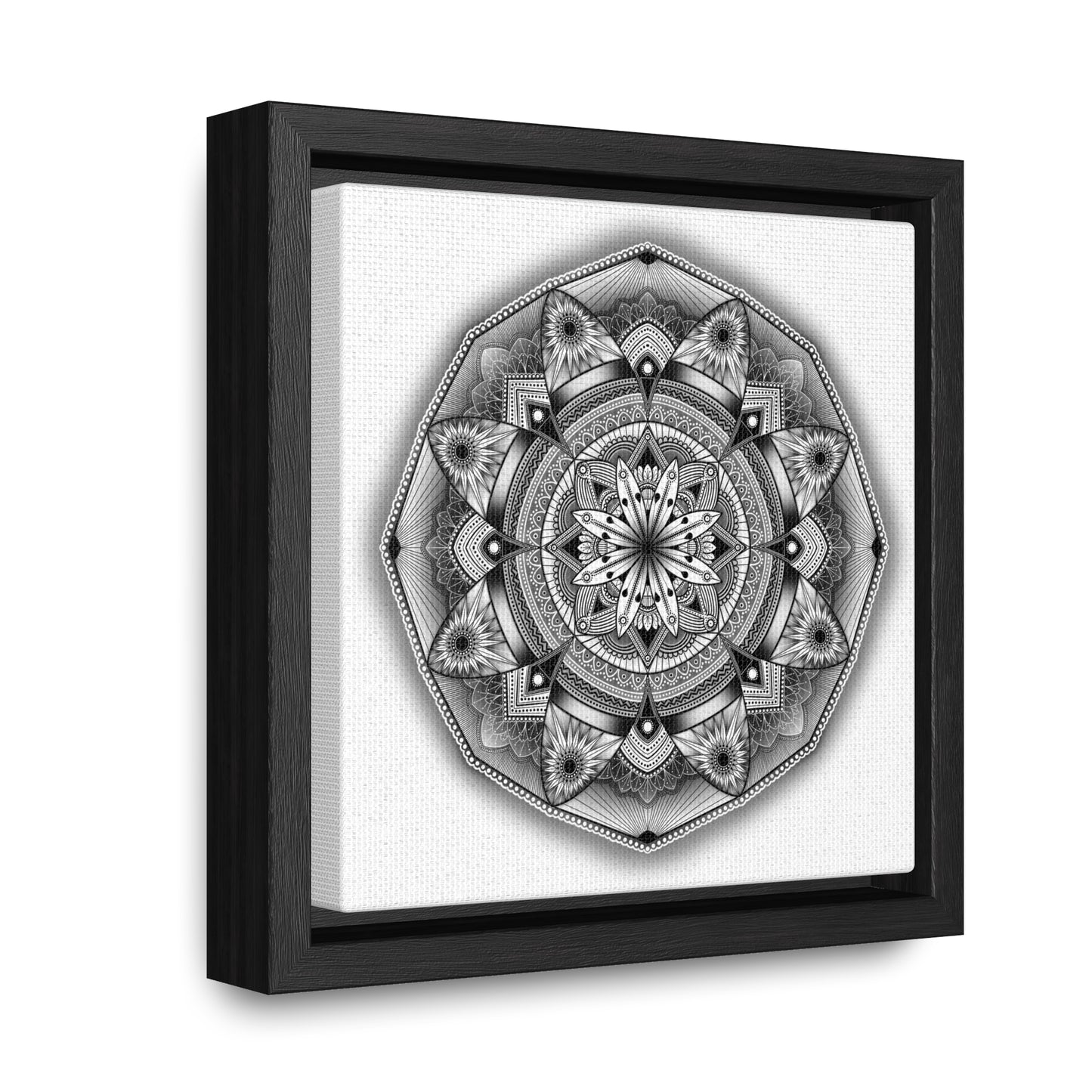 Square Frame Canvas Print, Black and White Mandala Artwork by Anndria, Gallery Wall Decor, Minimalist Home Decoration, Zen Meditation Gift,