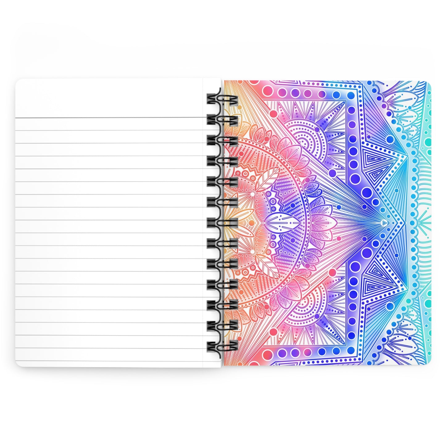 Spiral Bound Journal, Celestial Kaleidoscope Mandala Design, Artwork by Anndria, Notebook, Sketchbook, Diary, Writing Journal,