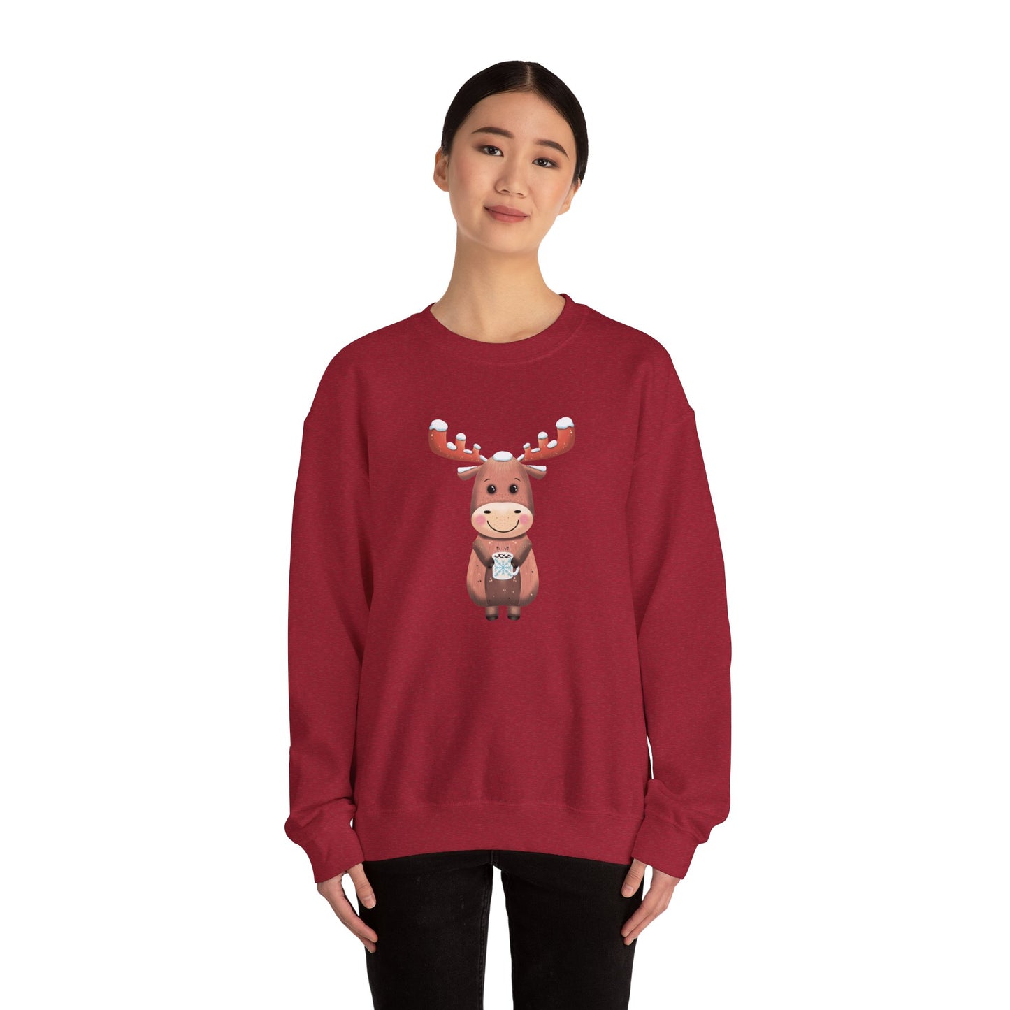 Moose Hot Chocolate Crewneck Sweatshirt by Anndria