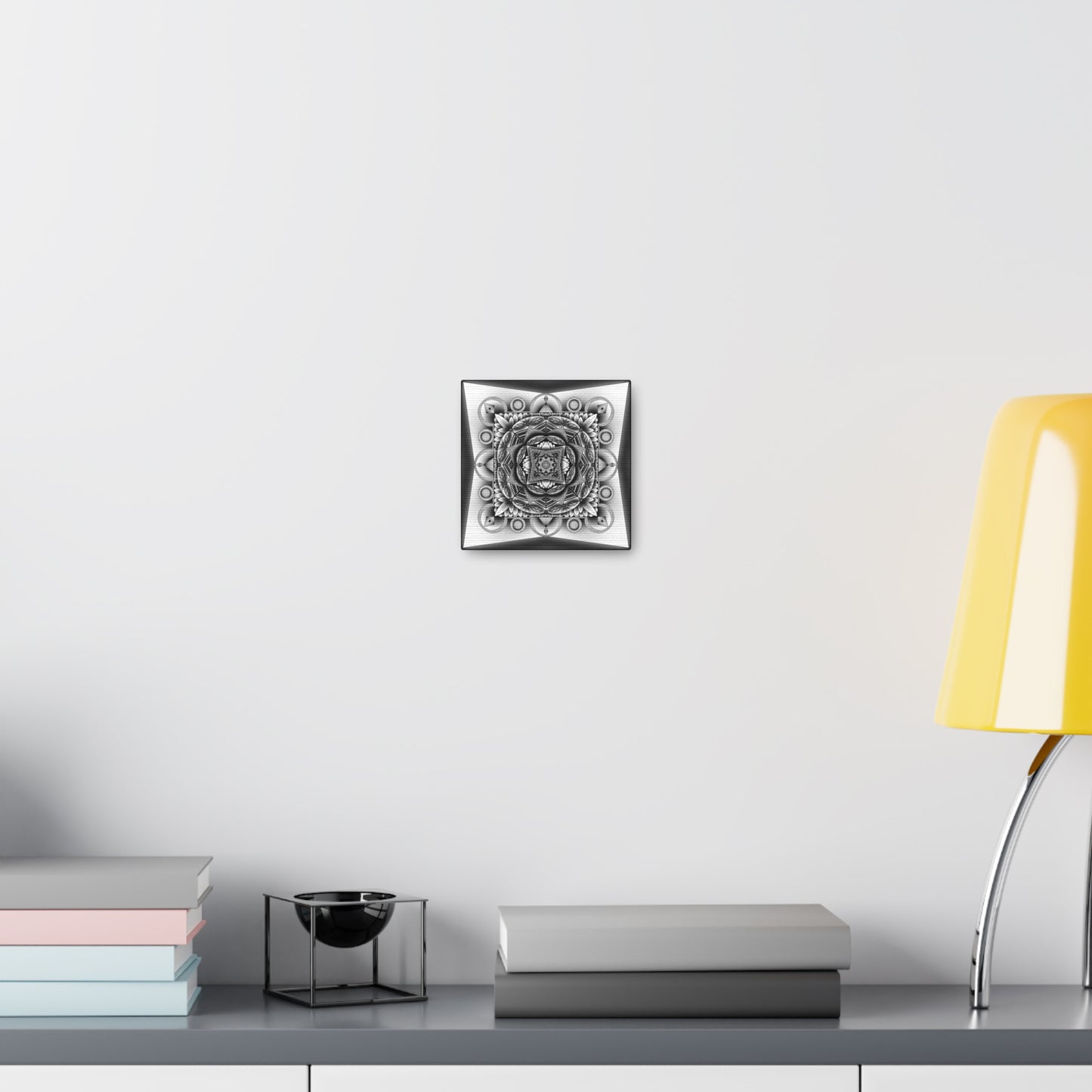 Square Canvas Print, Black and White Mandala Artwork by Anndria, Gallery Wall Decor, Minimalist Home Decoration, Zen Meditation Gift,