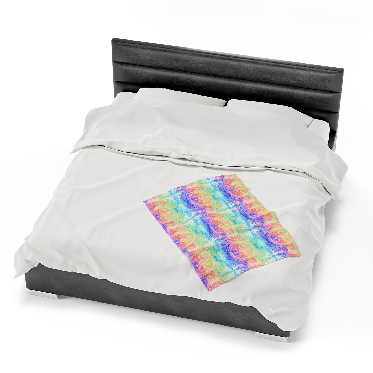 Velveteen Plush Blanket - Celestial Kaleidoscope Mandala Style Artwork by Anndria