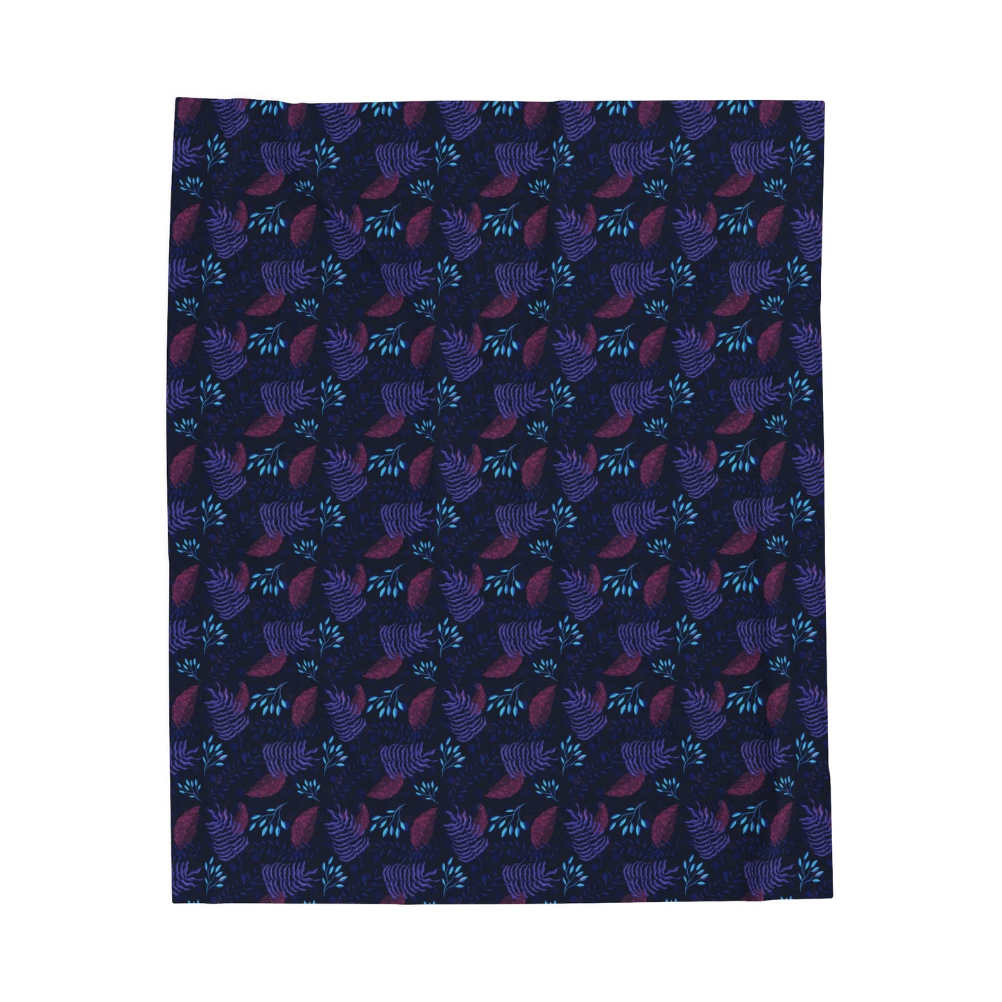 Plush Blanket - Purple and Blue Botanical Pattern by Anndria