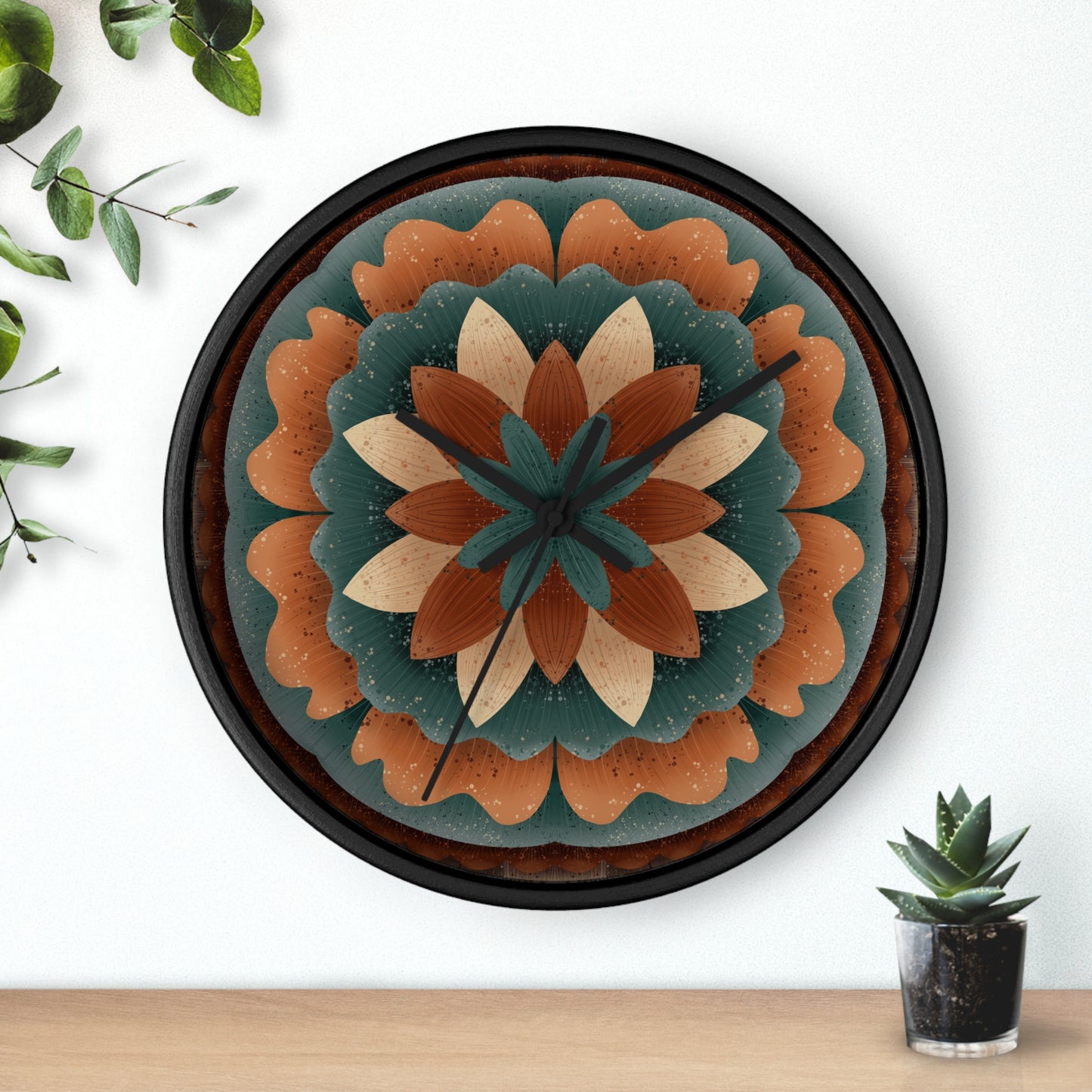 Harvest Harmony Wall Clock | 10" Wooden Frame Wall Clock by Anndria | Silent Mechanism, Unique Home Décor